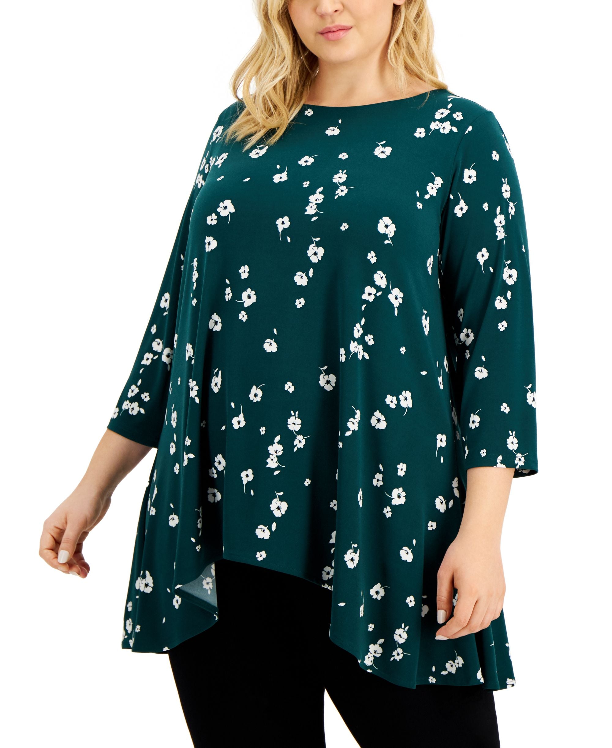Alfani Plus Size Printed Swing Premium Top