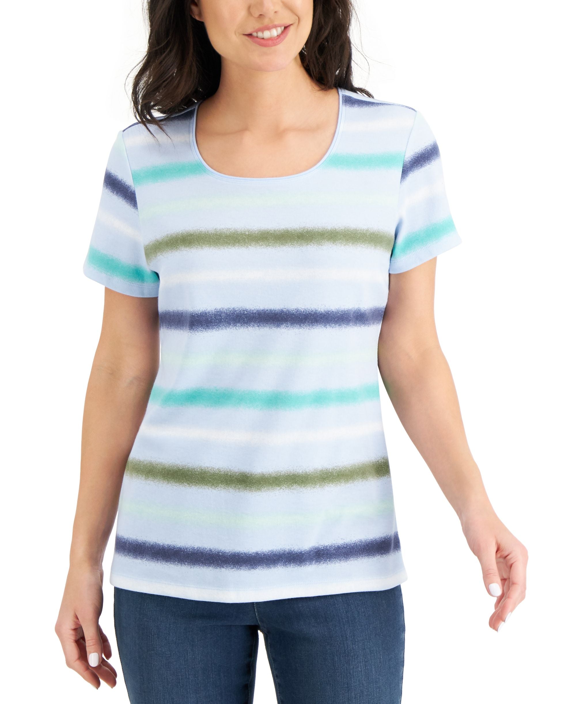 Karen Scott Gradient Stripe Premium Top