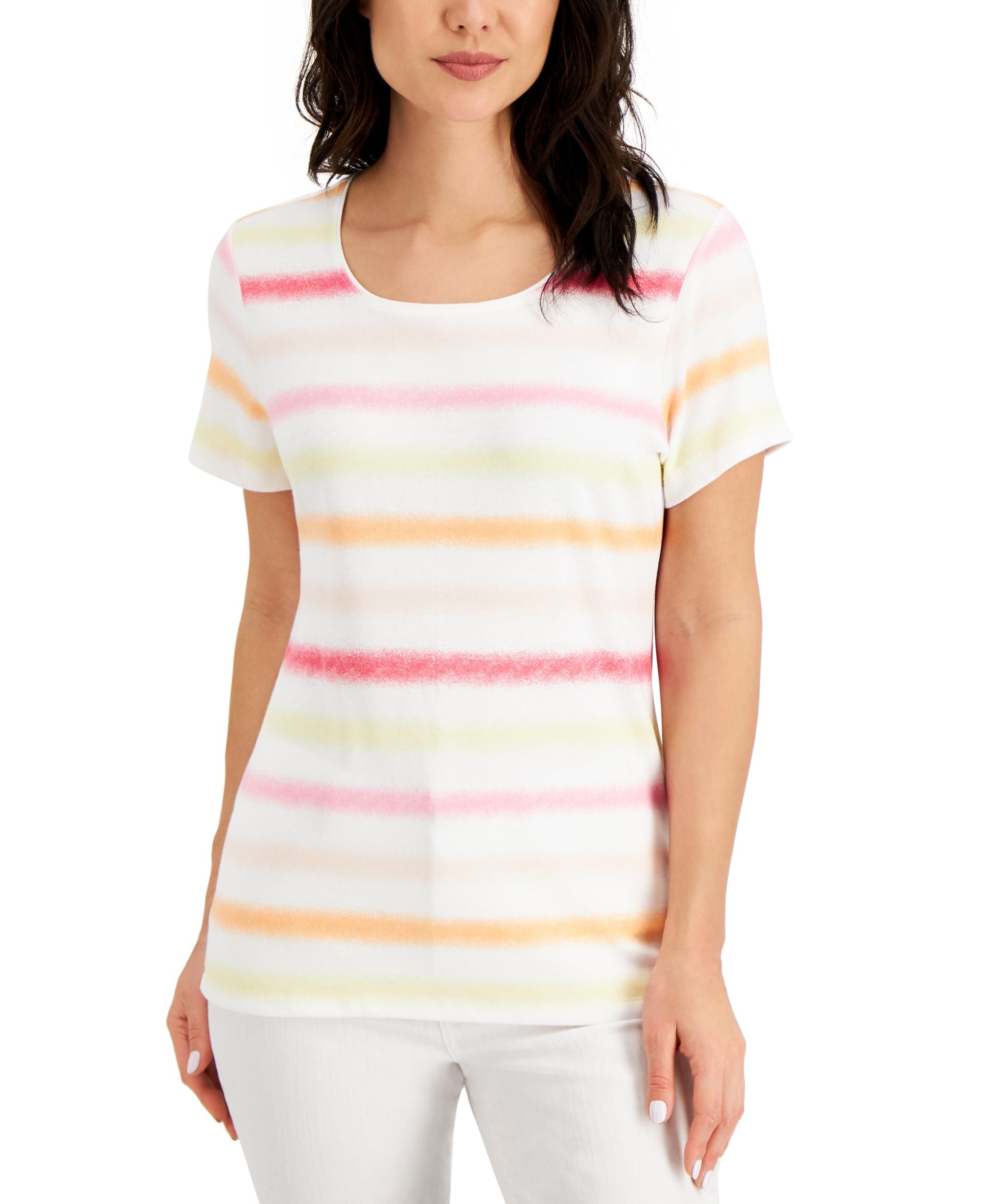 Karen Scott Petite Gradient Stripe Premium Top