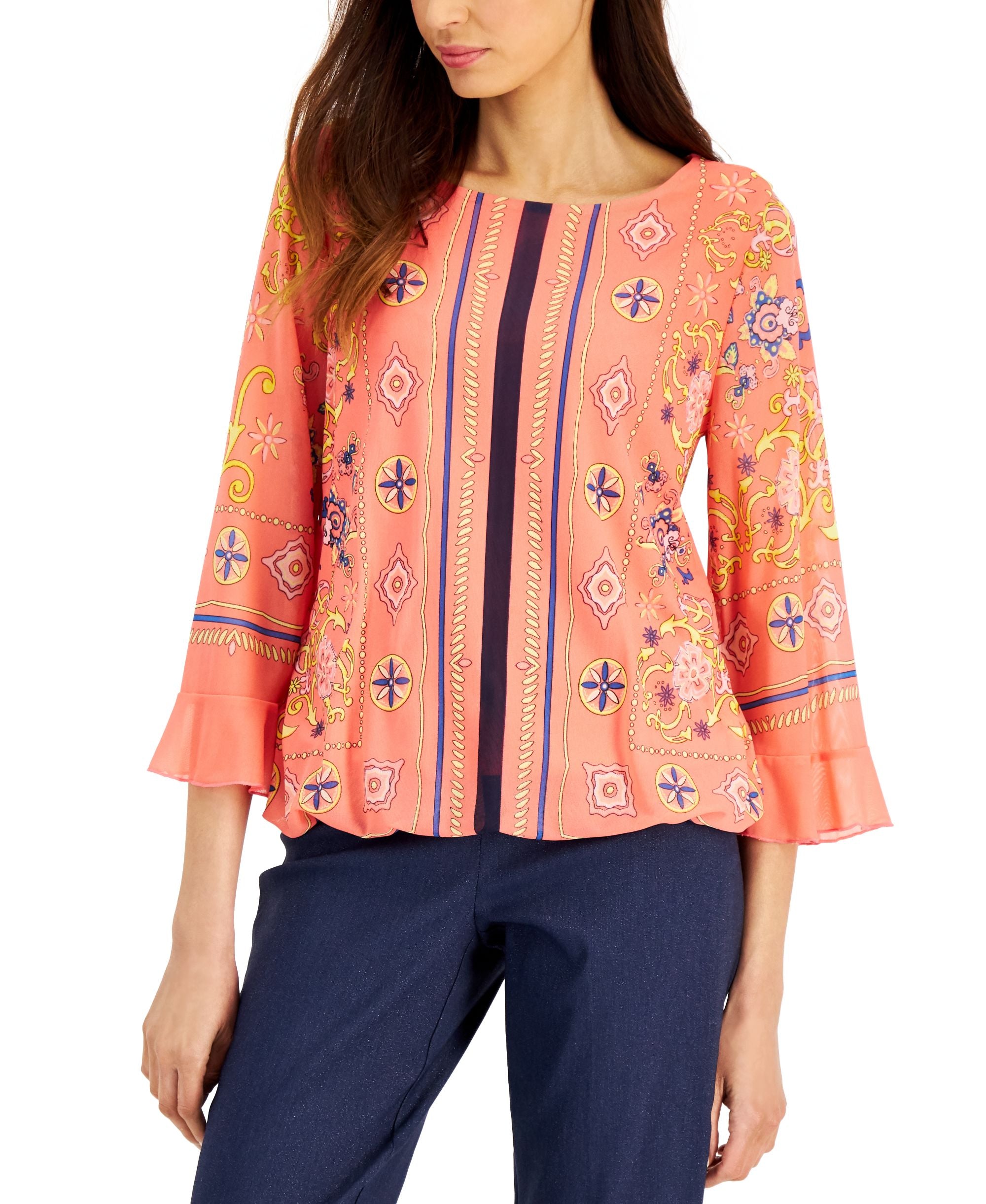 JM Collection Womens Printed Premium Top