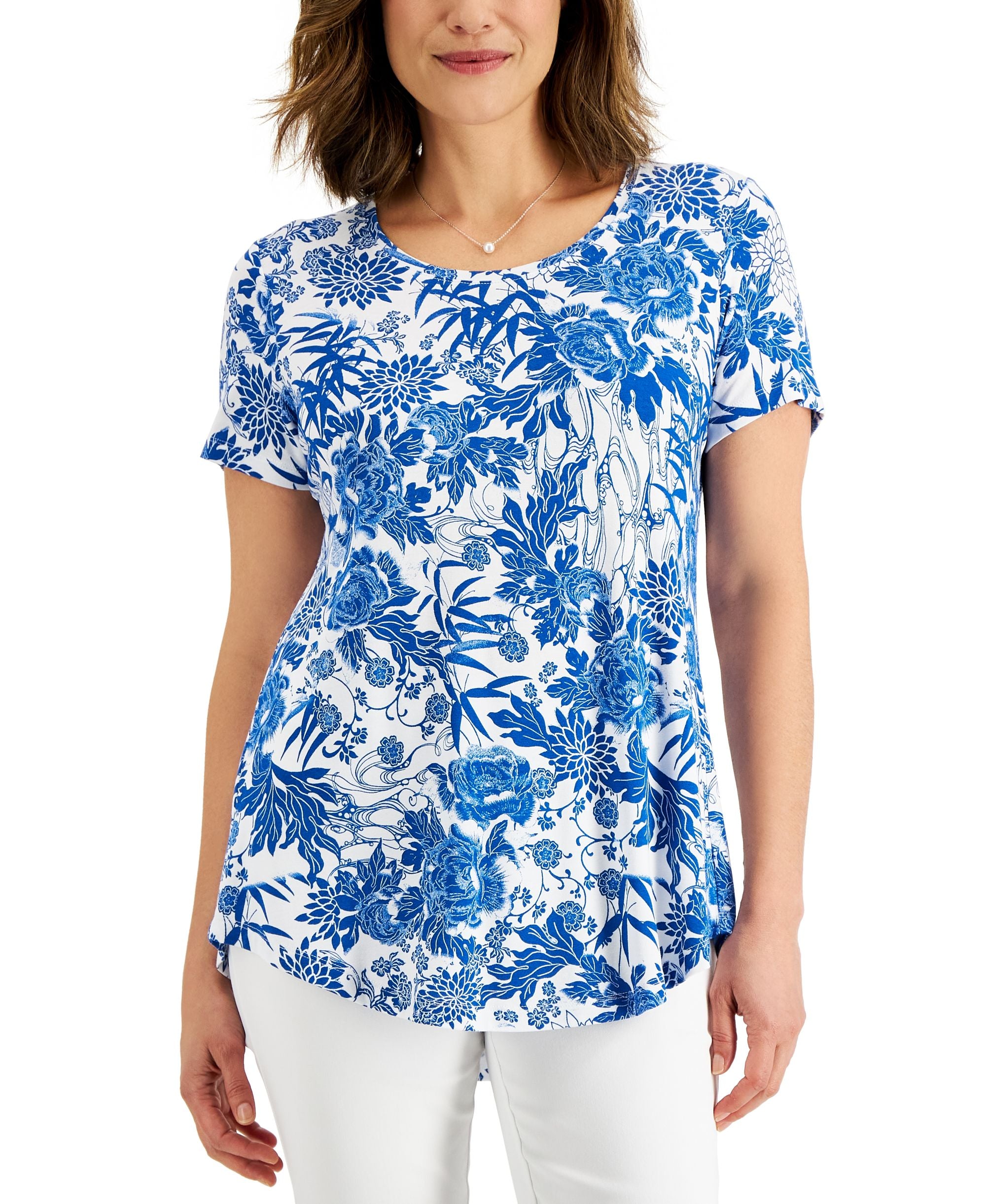 JM Collection Petite Floral Print Premium Top