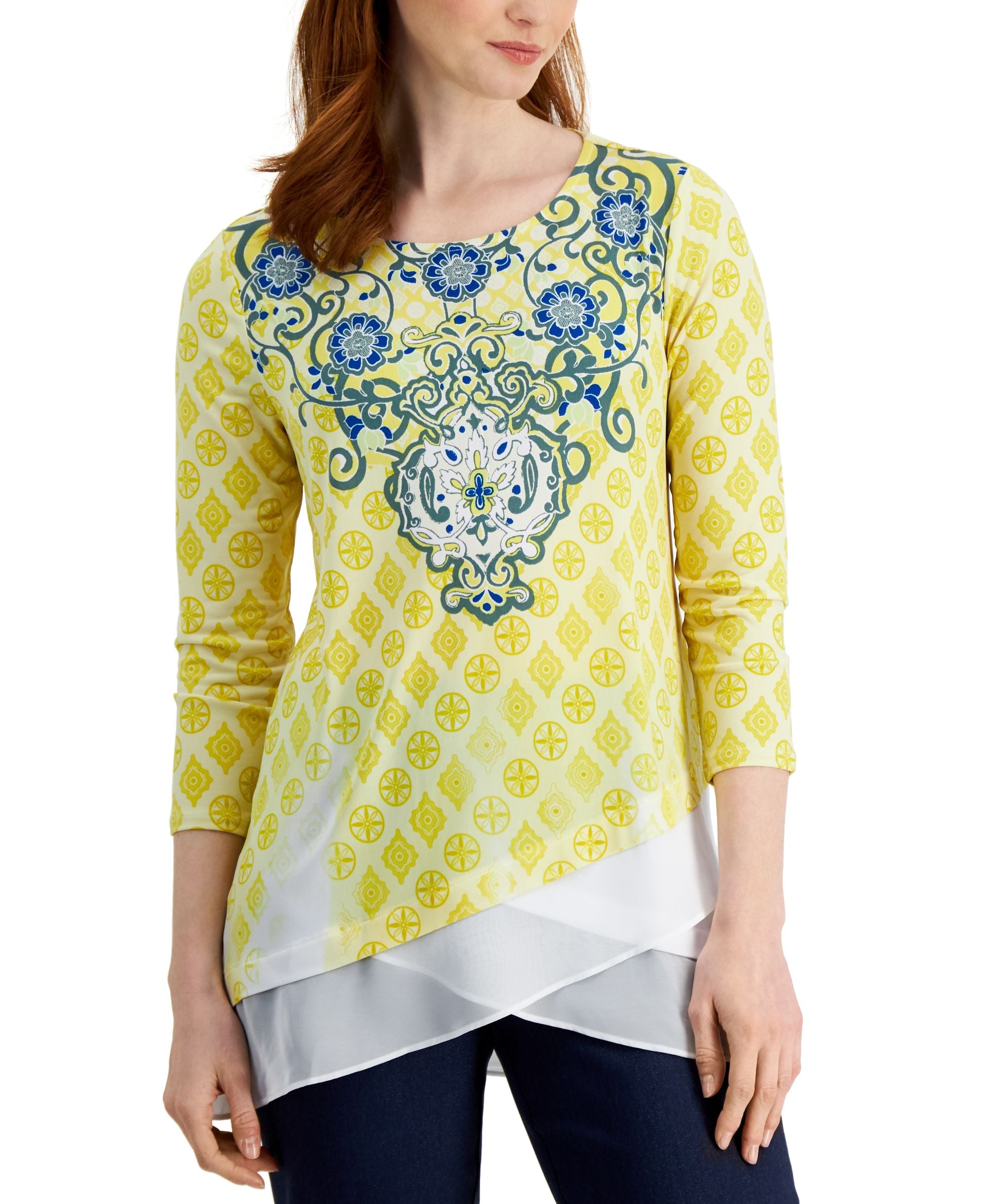 JM Collection Womens Layered Look Premium Top