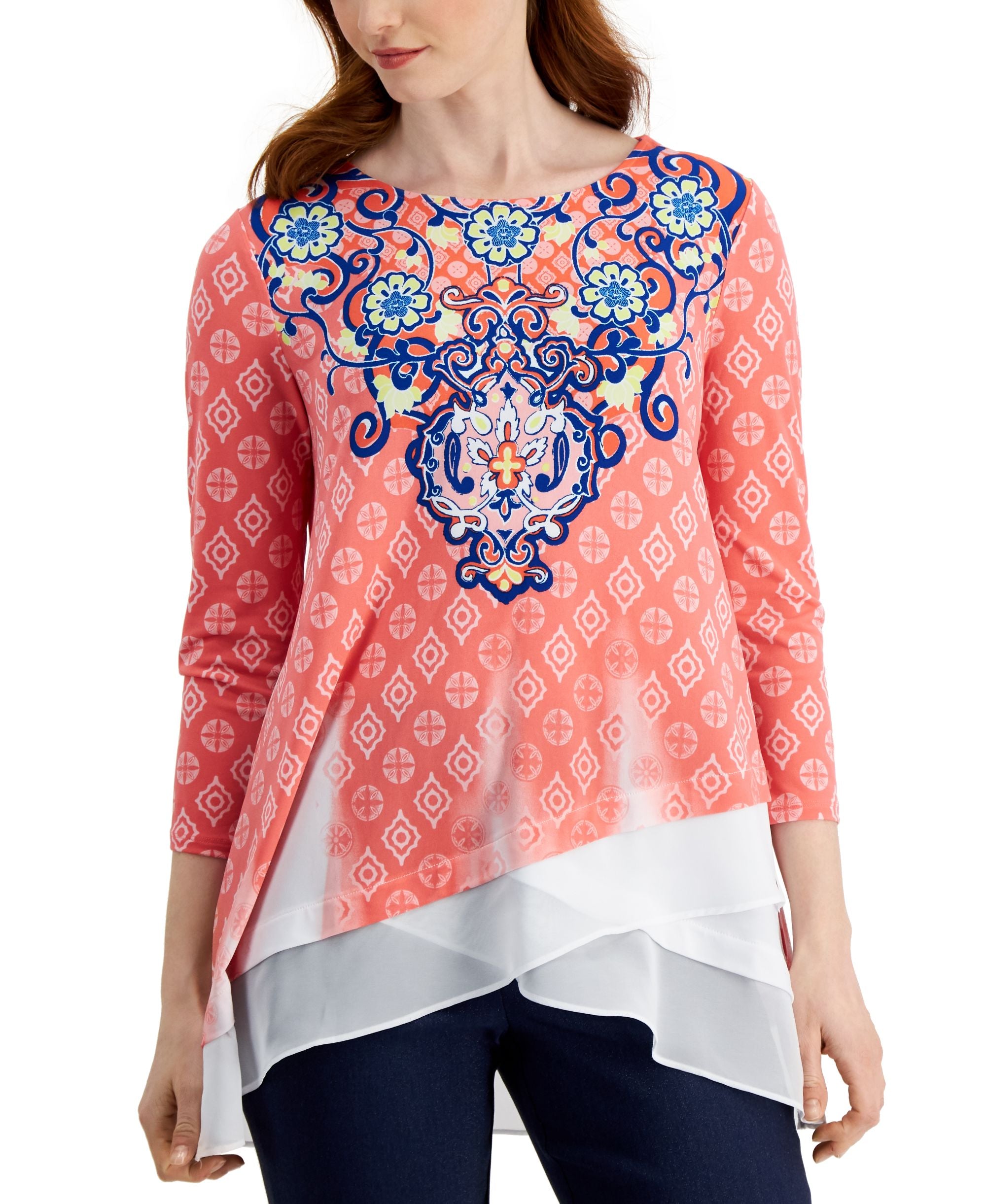 JM Collection Womens Layered Look Premium Top