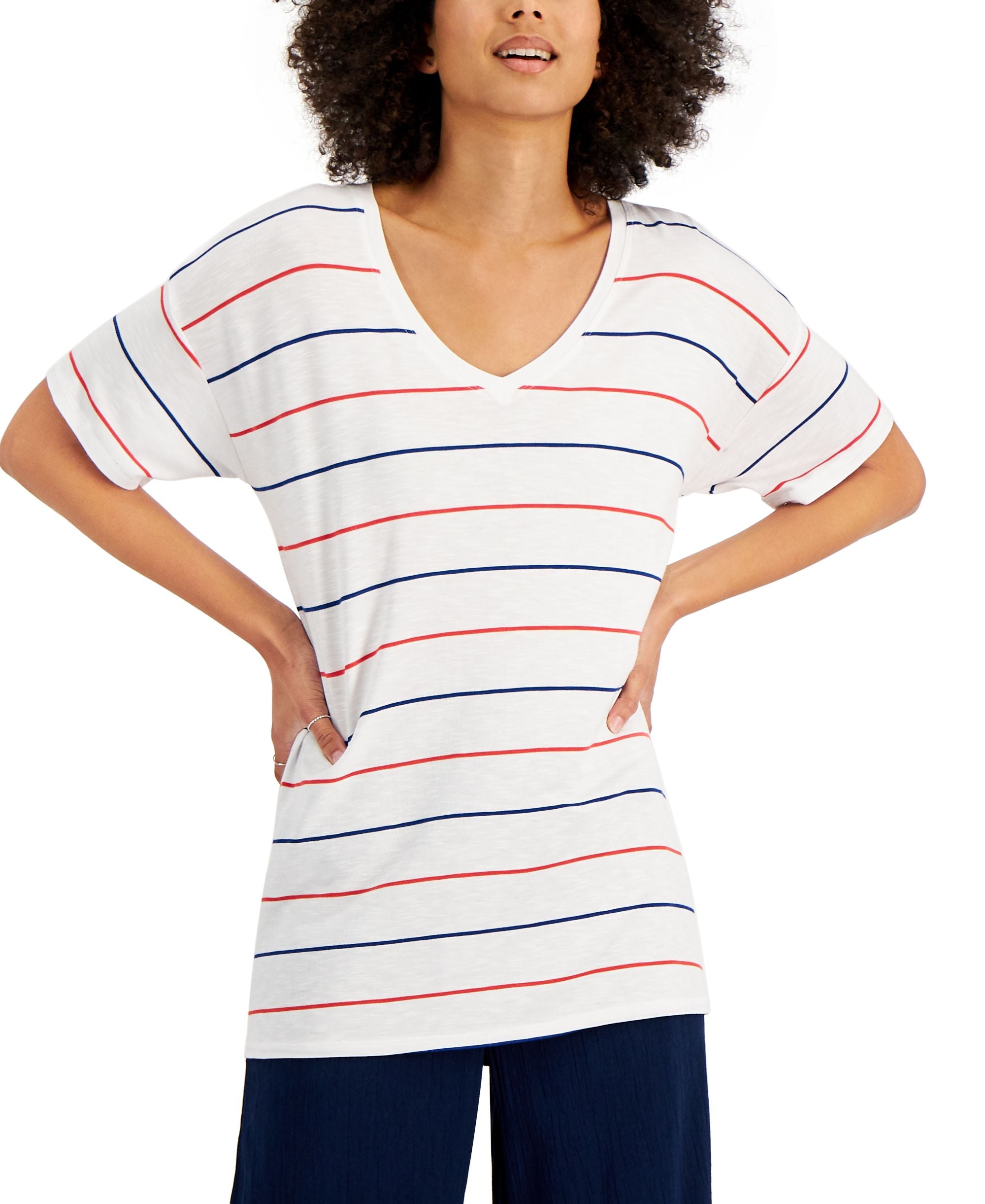 Style & Co Drapey V Neck Short-Sleeve T-Modern Shirt