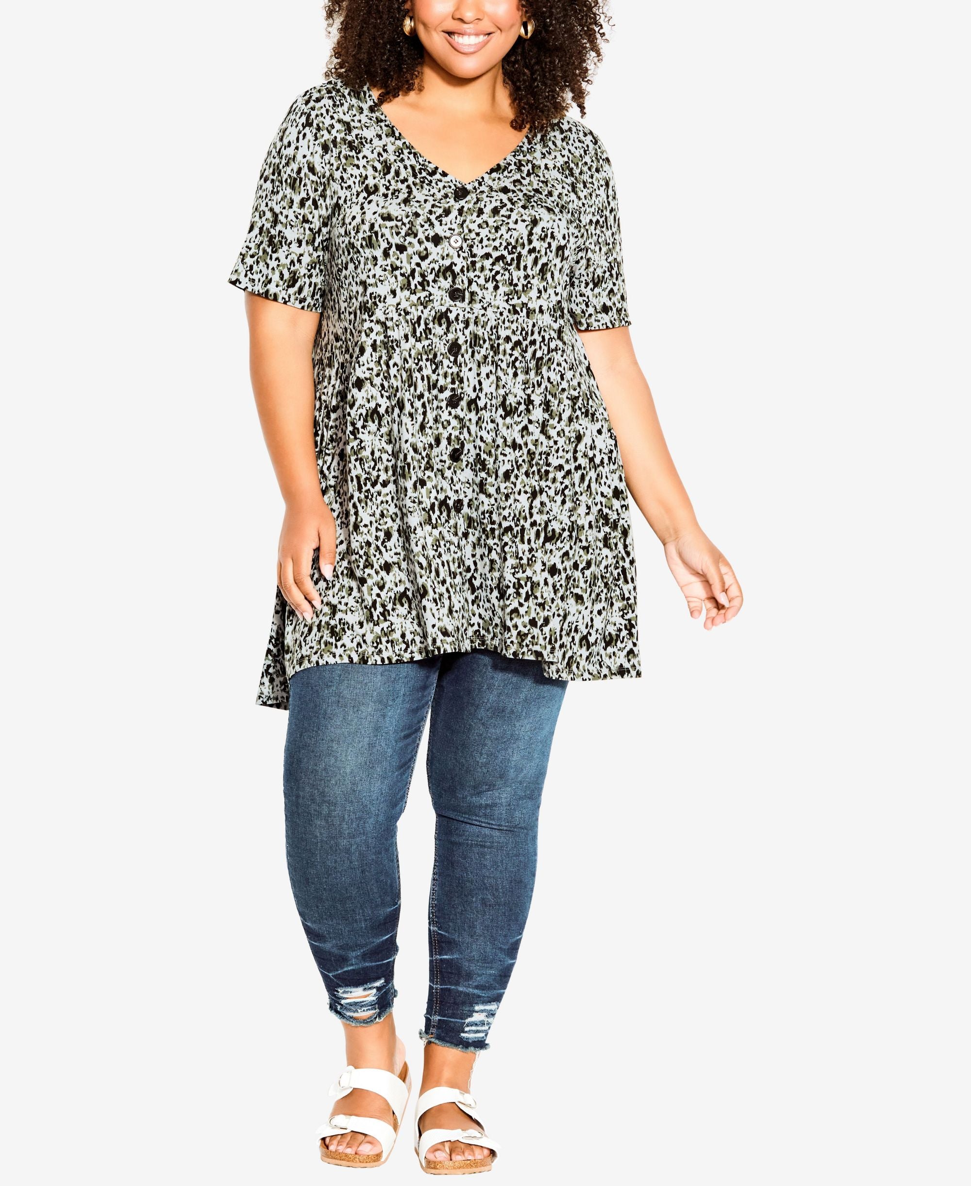 Plus Size Zion Print Tunic Premium Top