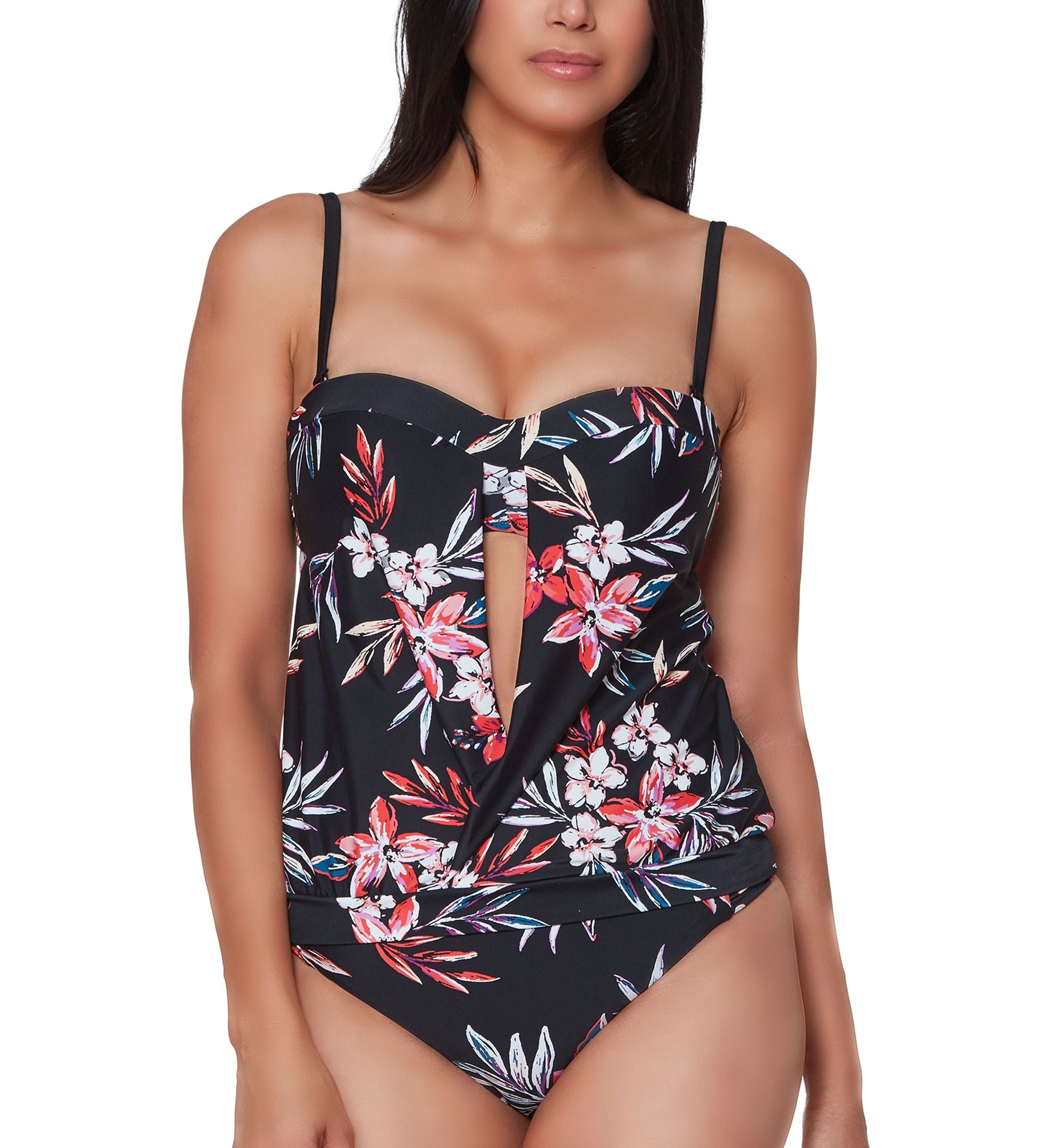 Floral-Print Tankini Premium Top