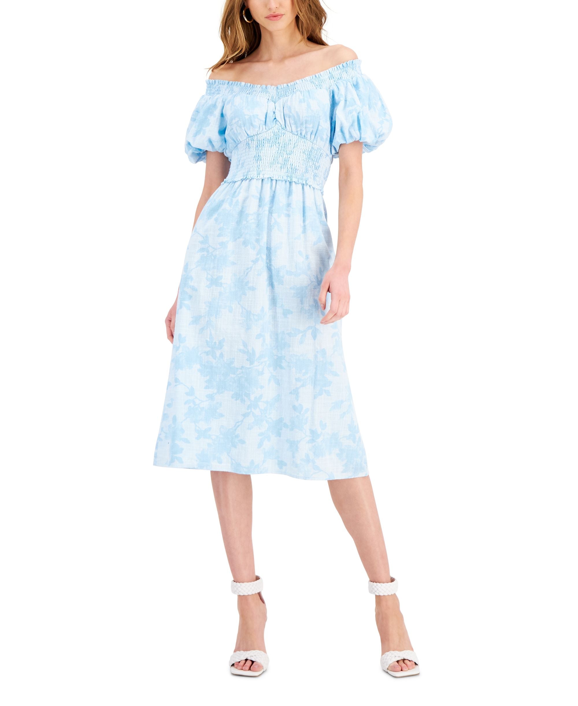 INC International Concepts Petite Cotton Off The Shoulder Midi Dress