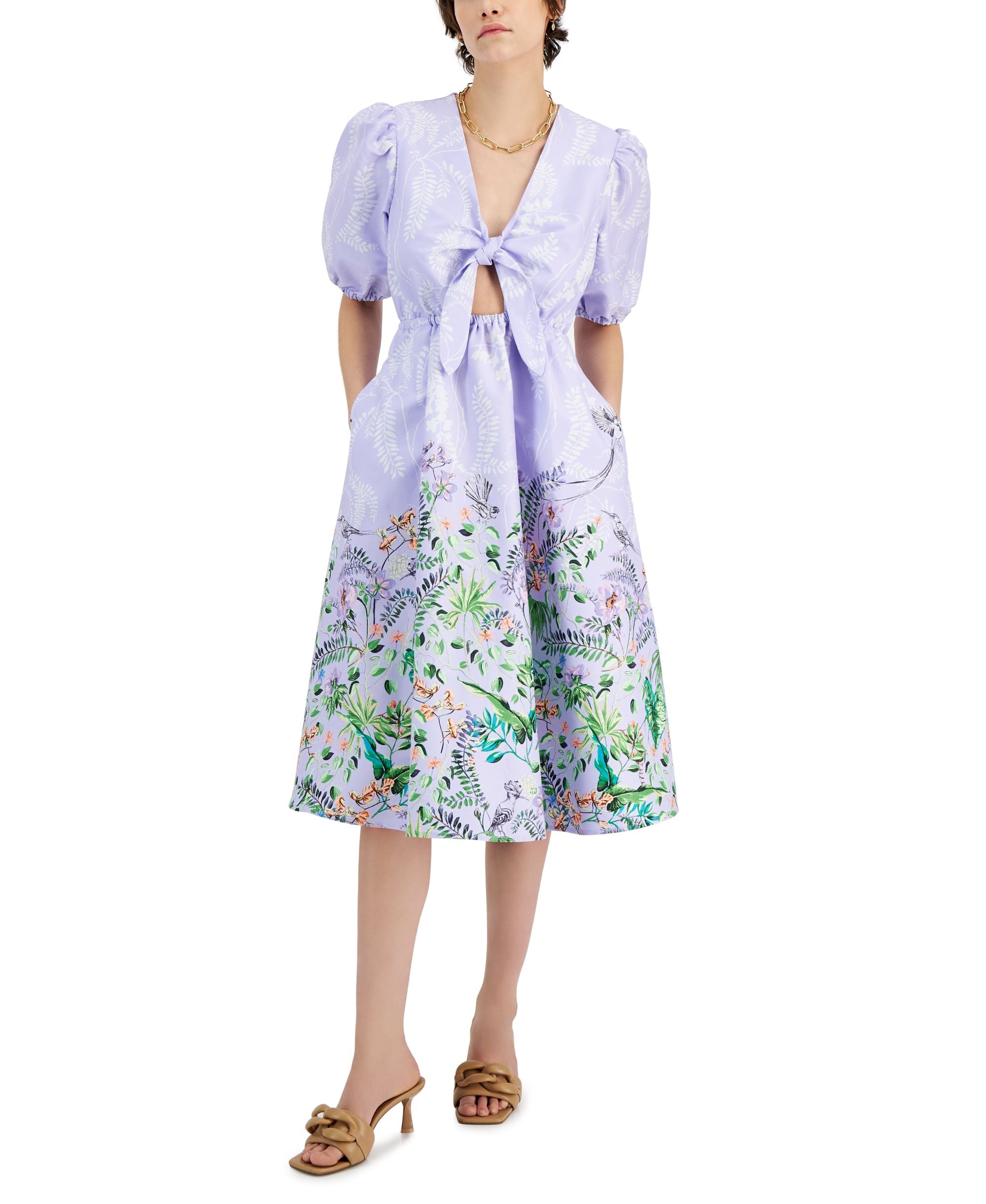 INC International Concepts Printed Cutout Dress