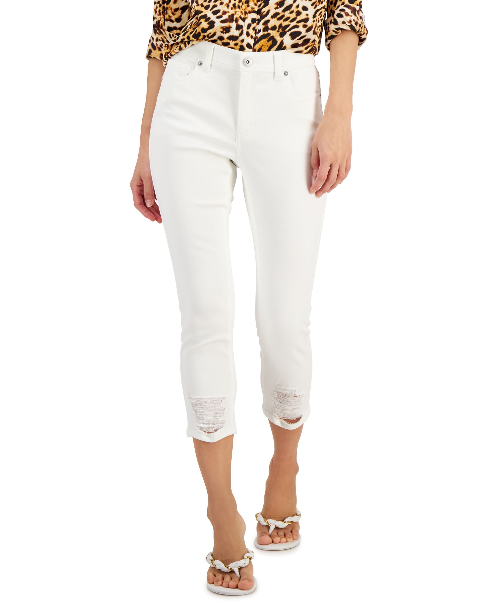 INC International Concepts Womens Mid Rise Ripped Crop Skinny-Fit Premium Jeans