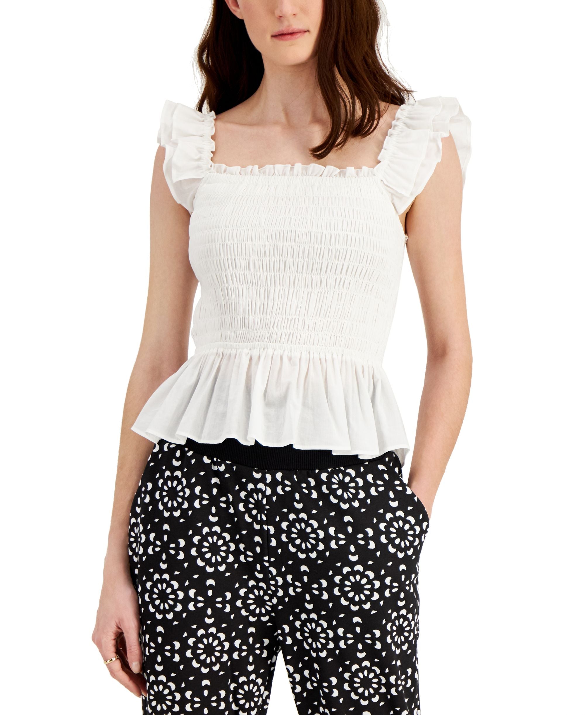 INC International Concepts Womens Smocked Signature Blouse