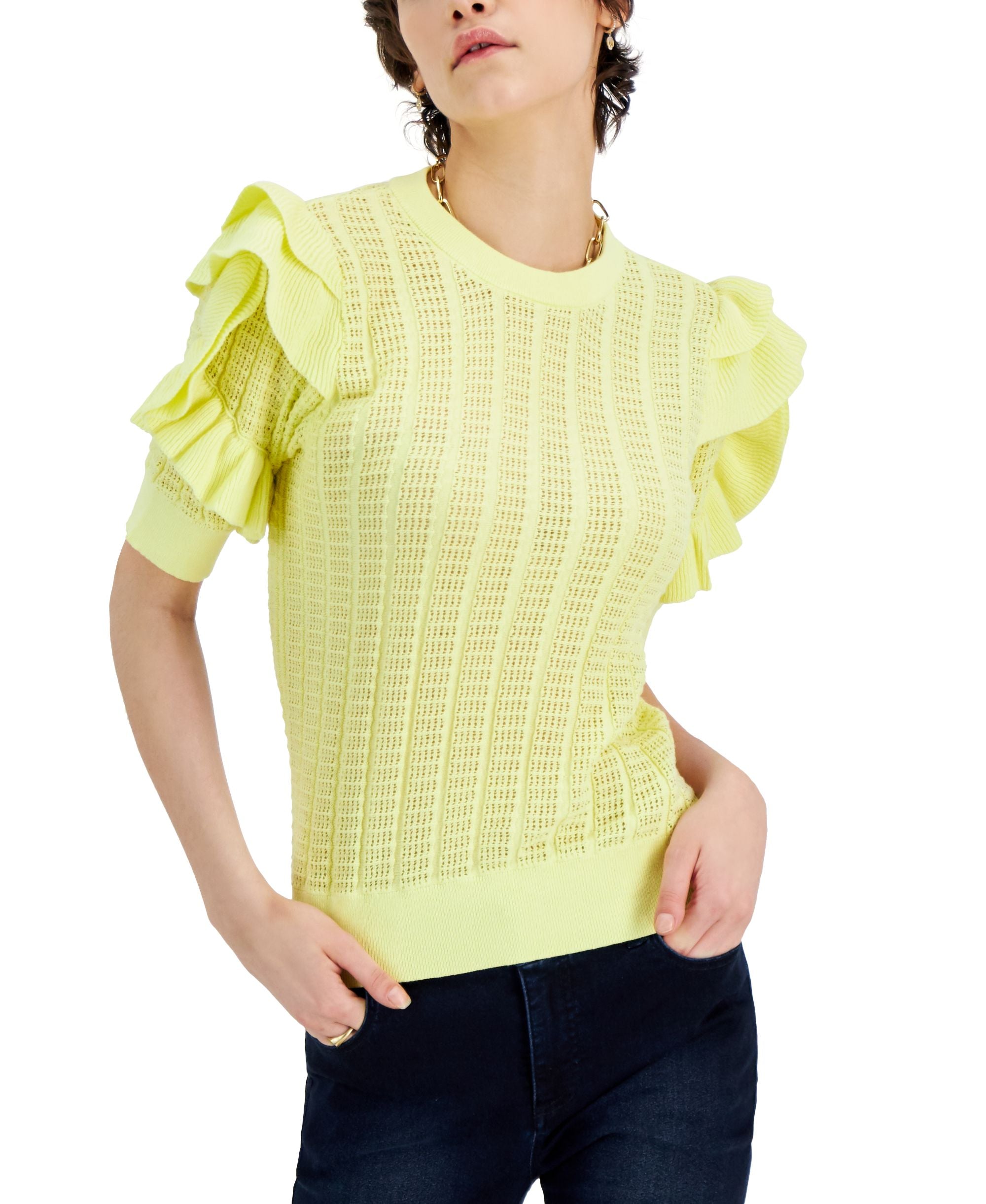 INC International Concepts Ruffle-Sleeve Sweater