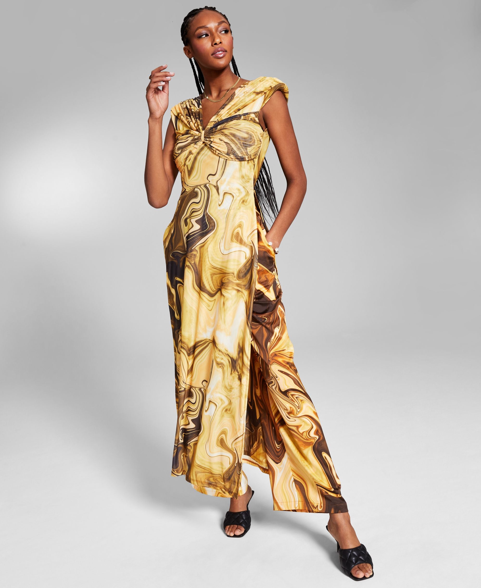 Jeannie Mai X Inc Printed V-Neck Premium Top