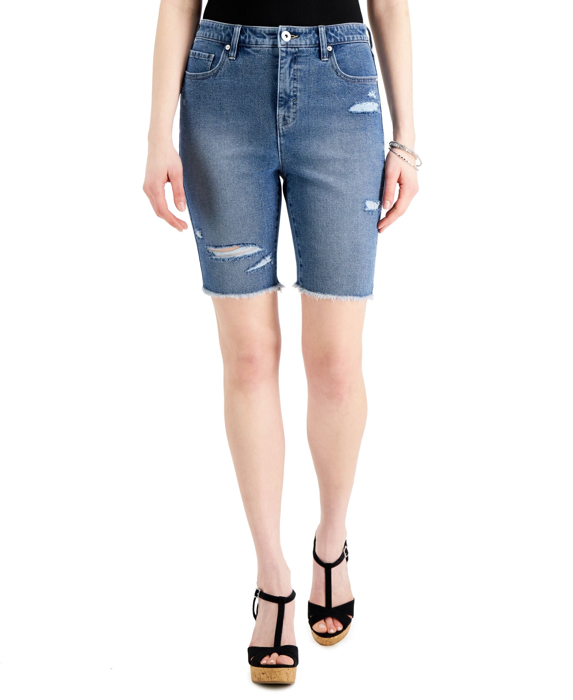 Style & Co Ripped Denim Bermuda Premium Shorts