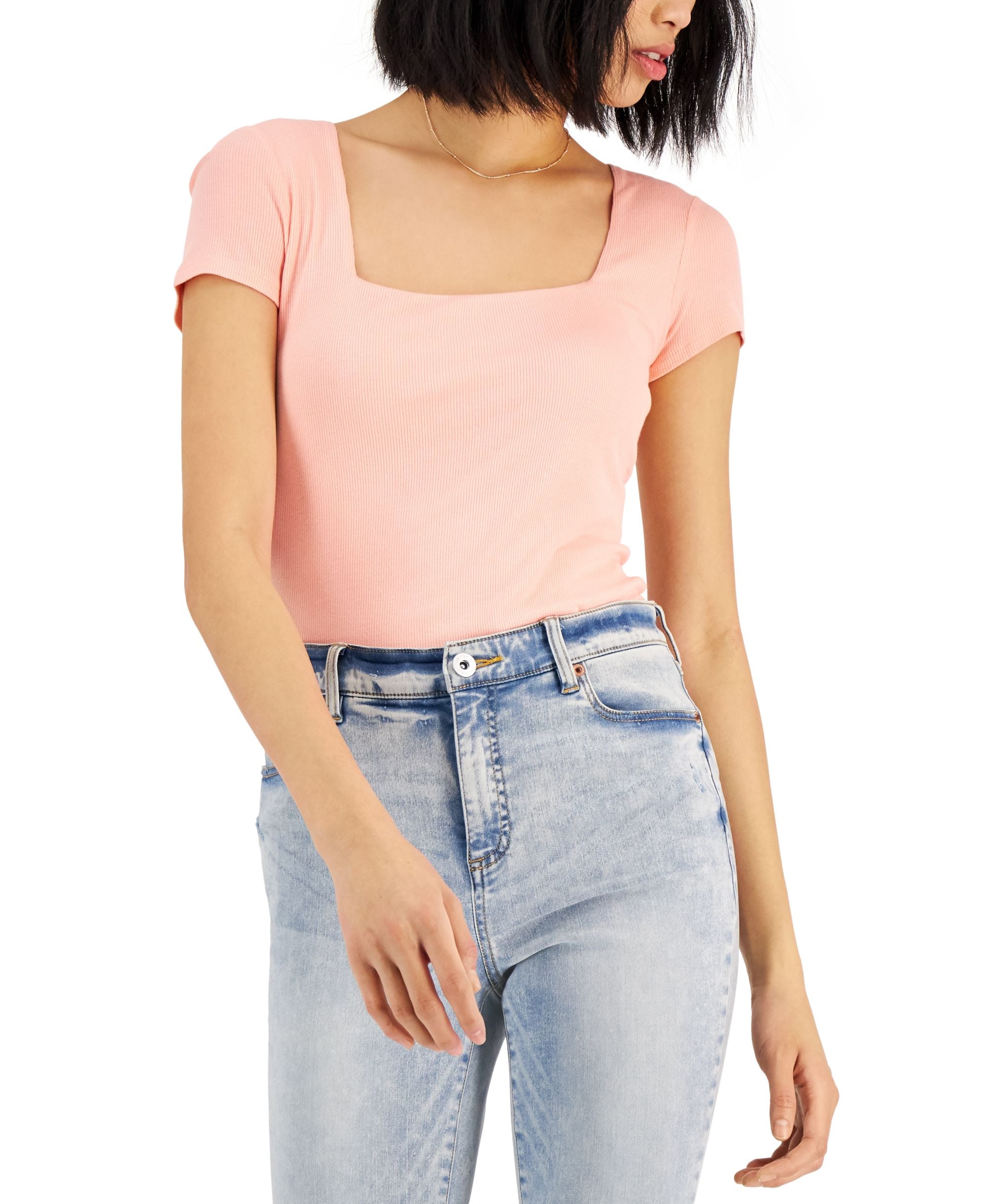 INC International Concepts Womens Ribbed Square Neck T-Modern Shirt