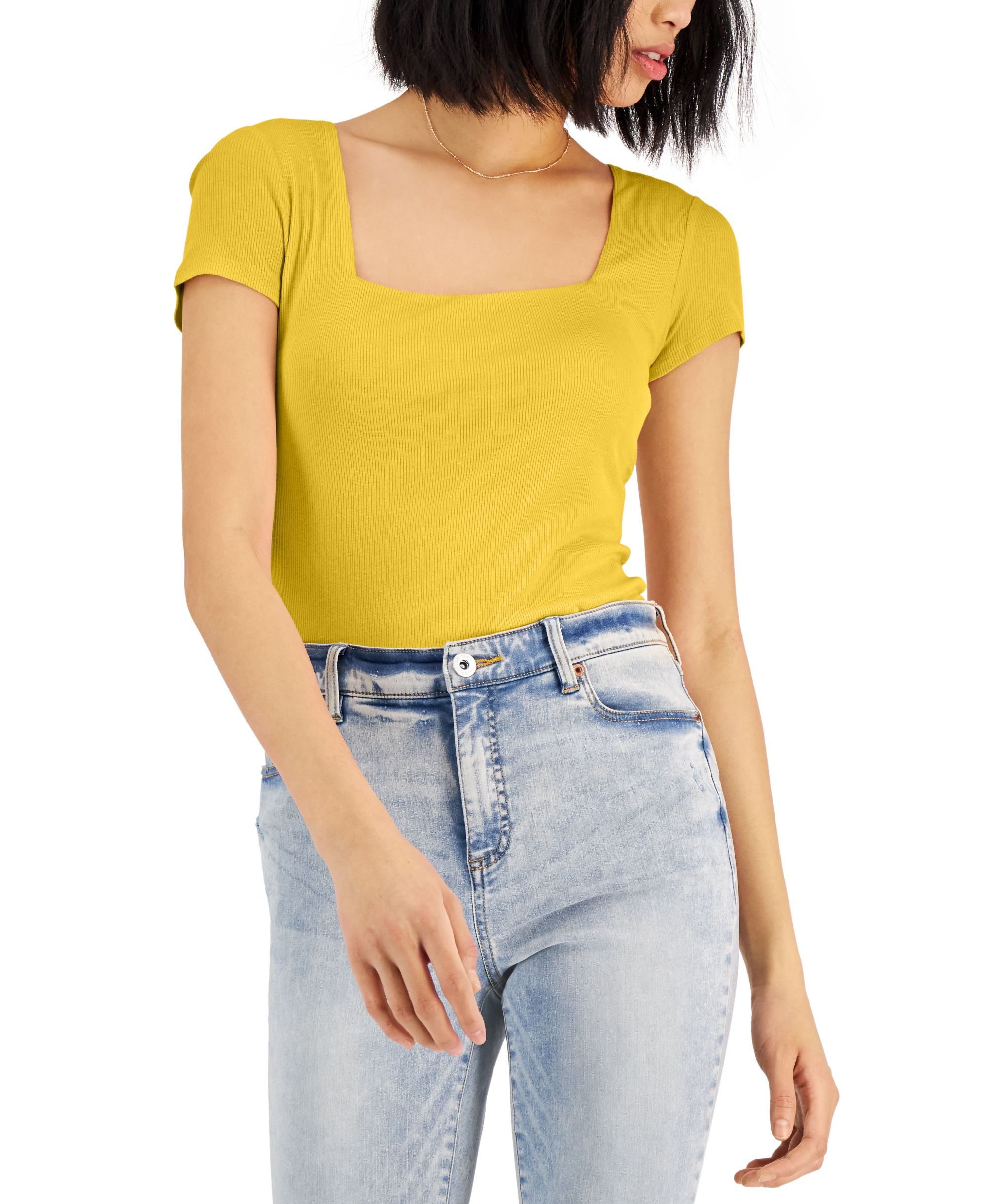 INC International Concepts Womens Ribbed Square Neck T-Modern Shirt