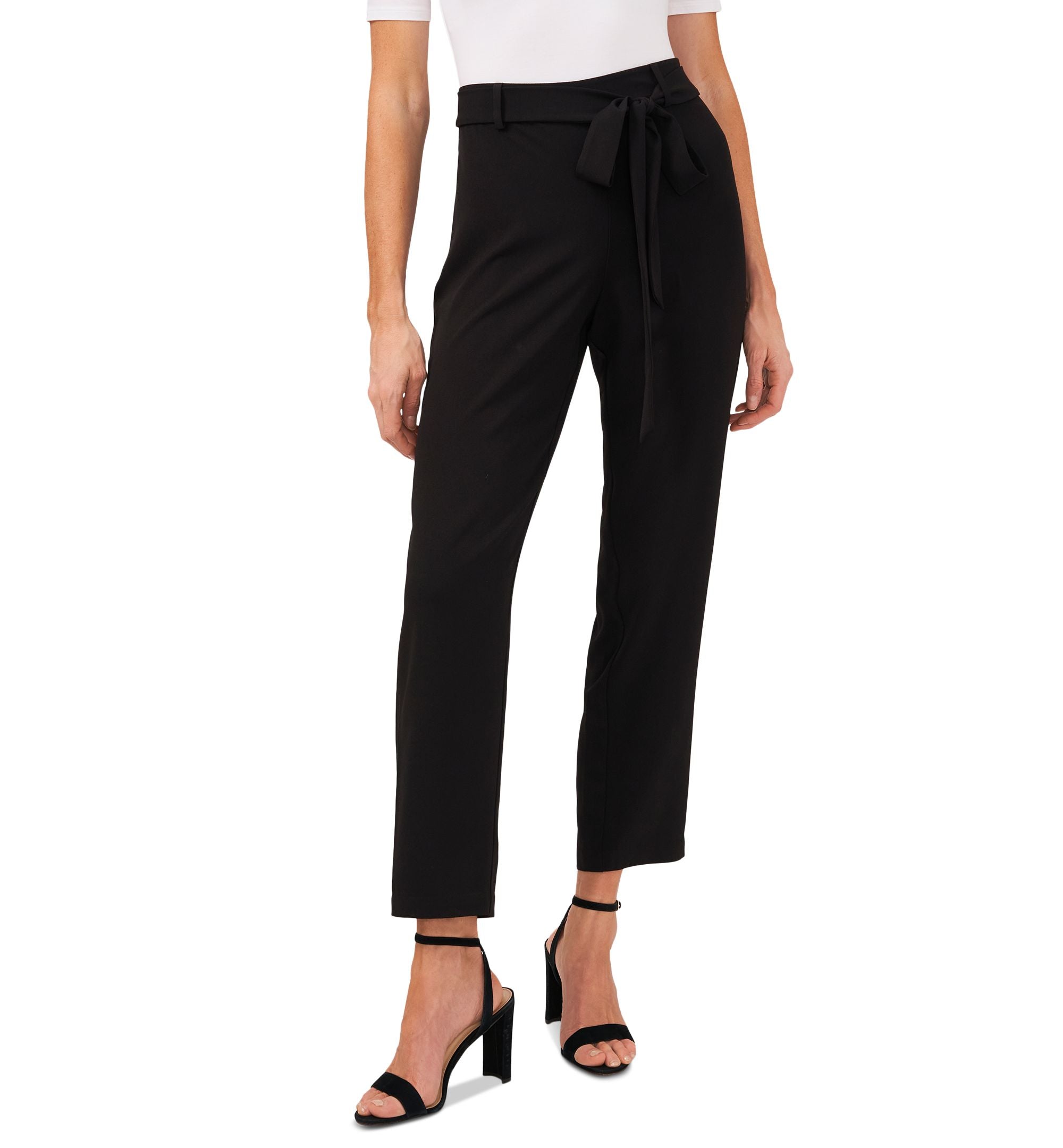 Cece Cotton Moss Crepe Tie-Waist Signature Pants