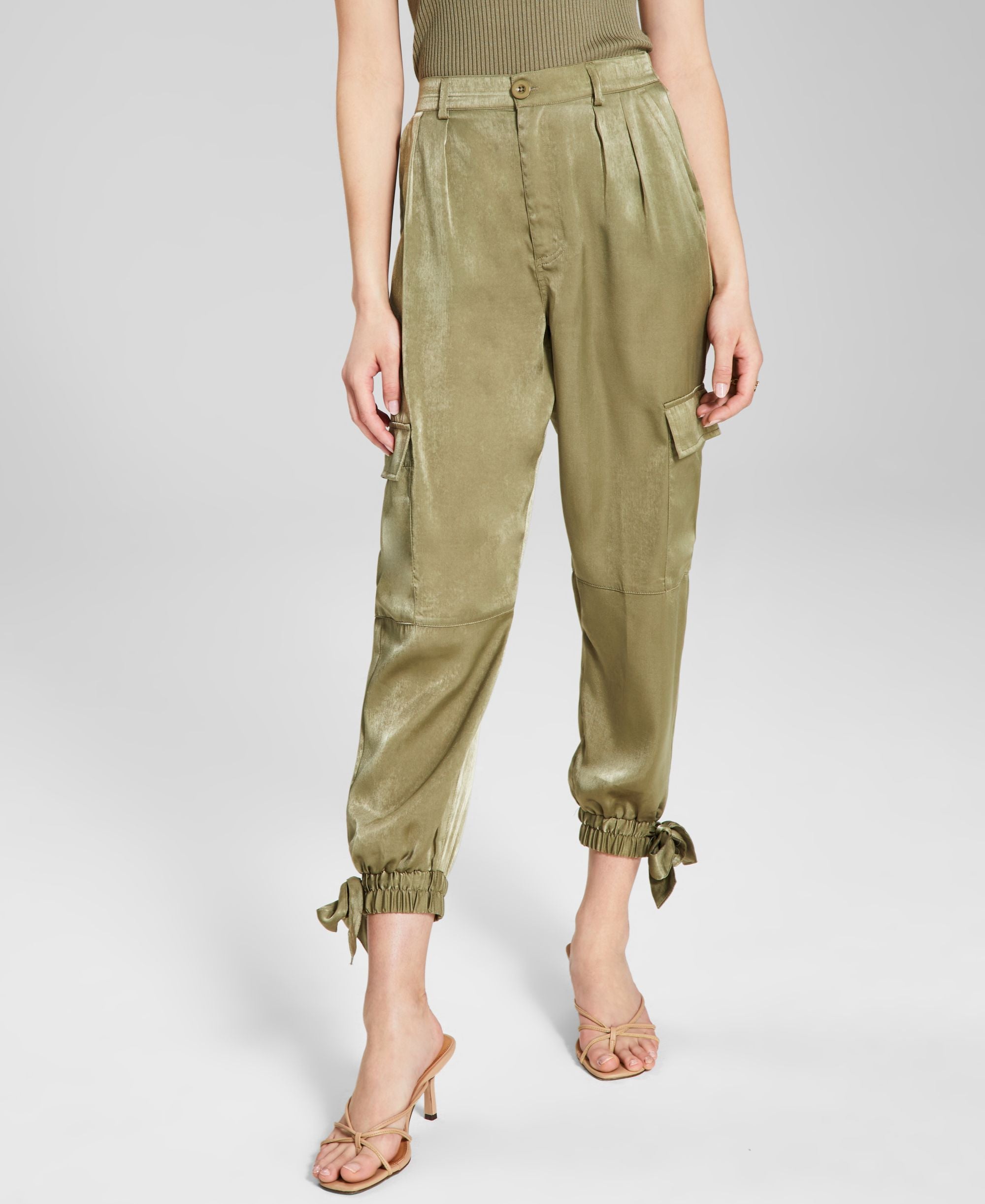 Now This Womens Satin Cargo Signature Pants