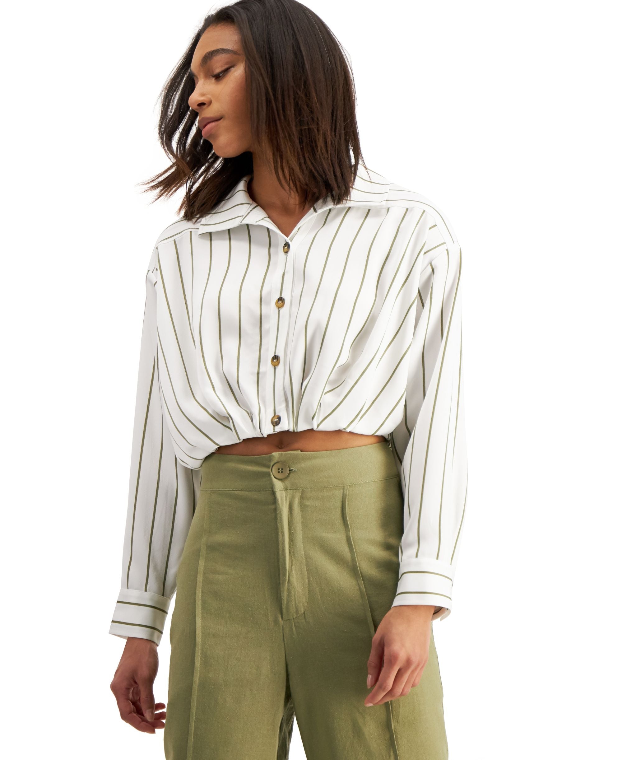 Now This Womens Cotton Cropped Modern Shirt