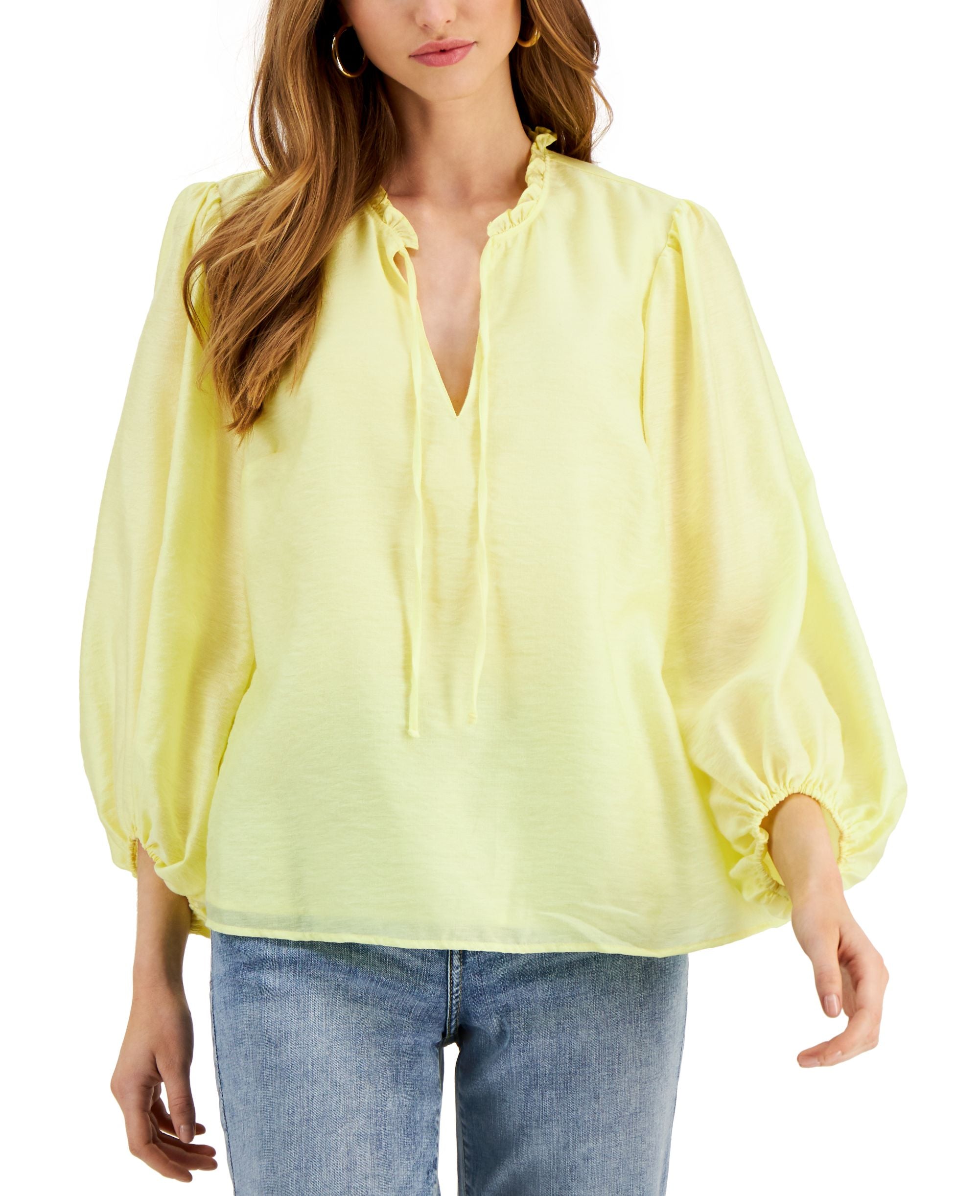 INC International Concepts Womens Volume Sleeve Premium Top