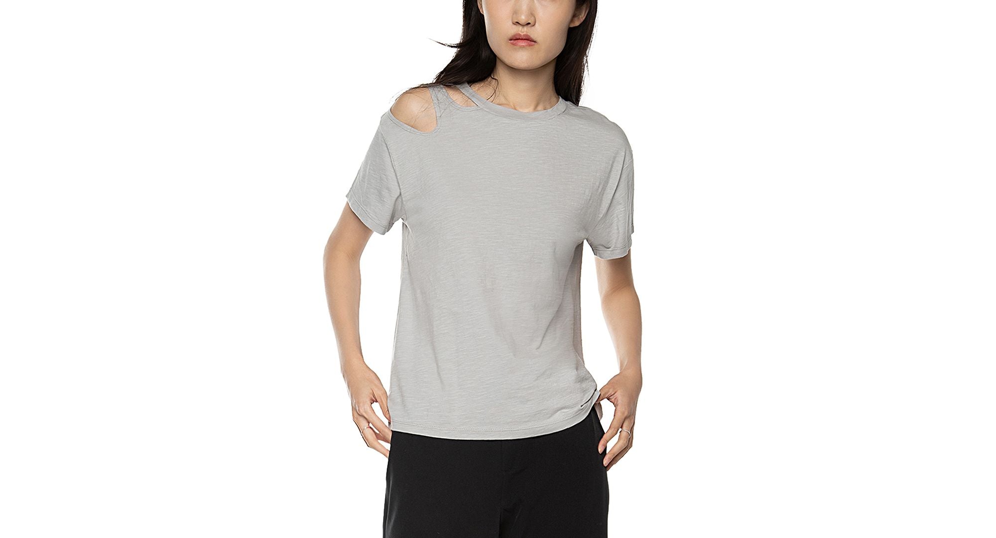 Black Tape Cotton Cutout T-Modern Shirt