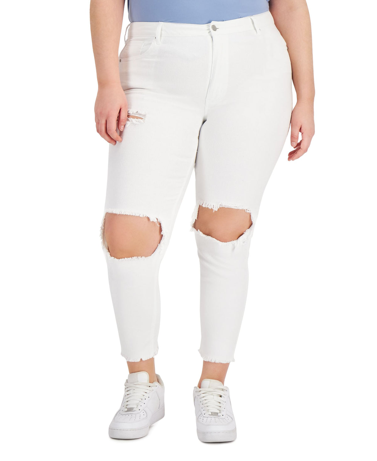 Tinseltown Modern Plus Size Destructed Mom Premium Jeans