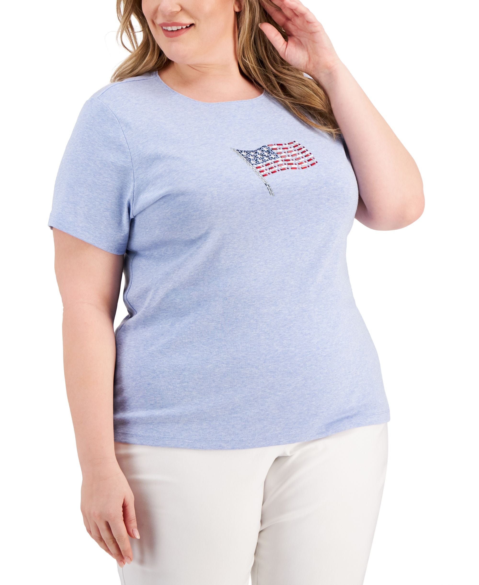 Plus Size Americana Print Premium Top