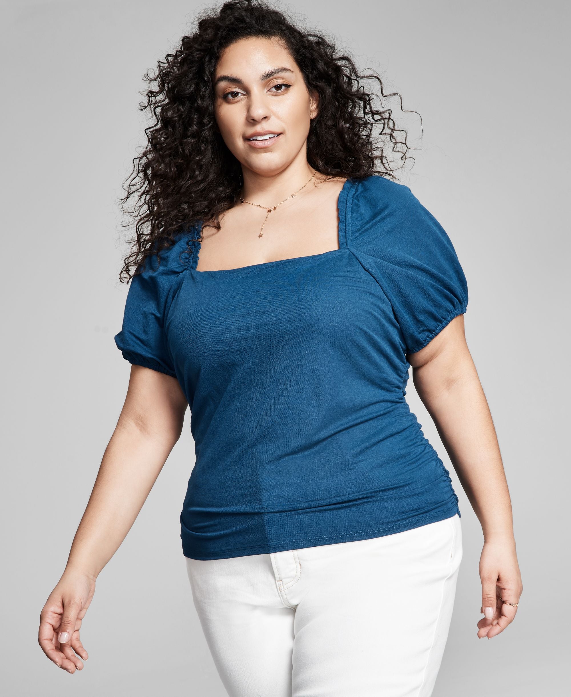 Now This Modern Plus Size Puff-Sleeve Premium Top