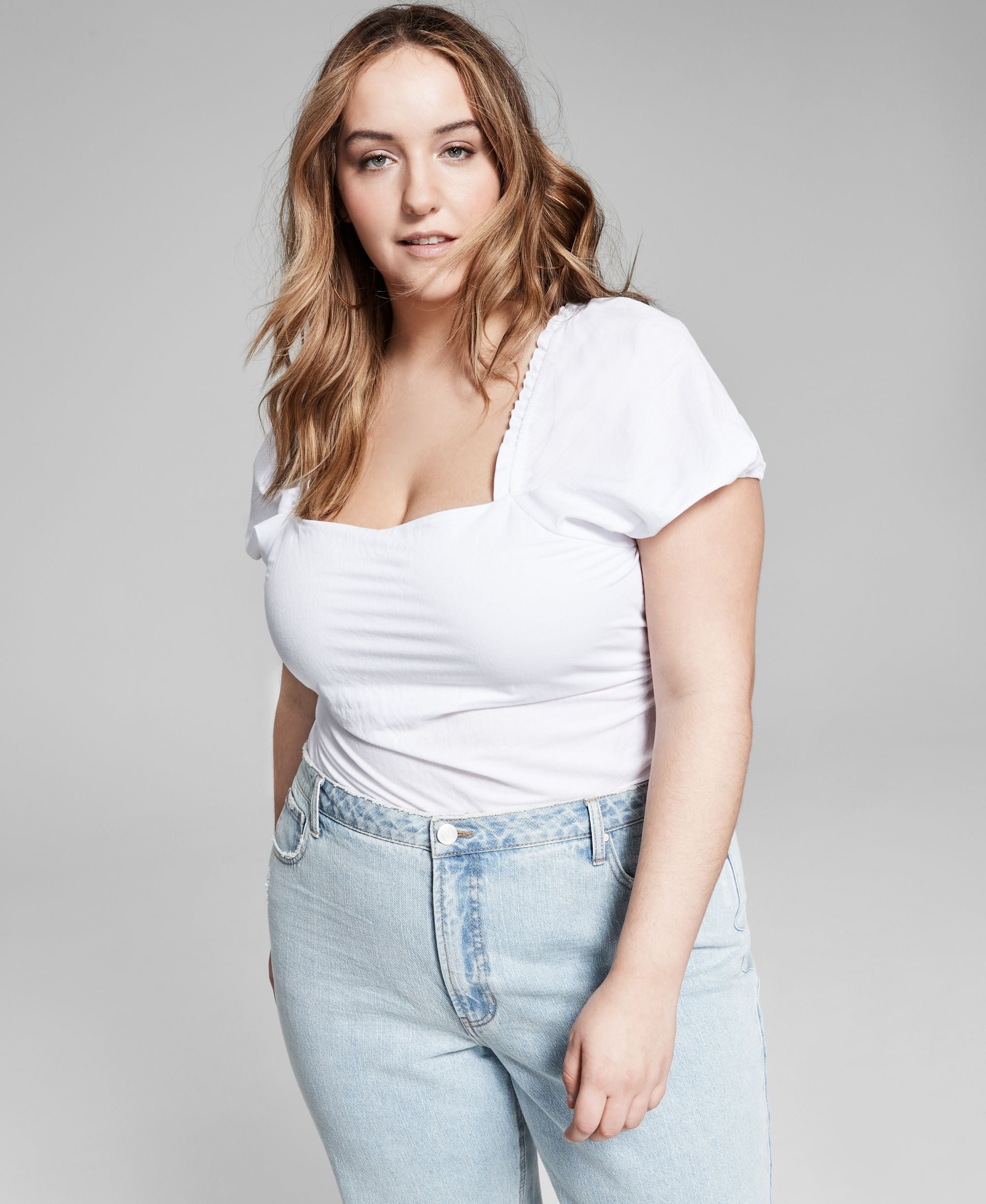 Now This Modern Plus Size Puff-Sleeve Premium Top