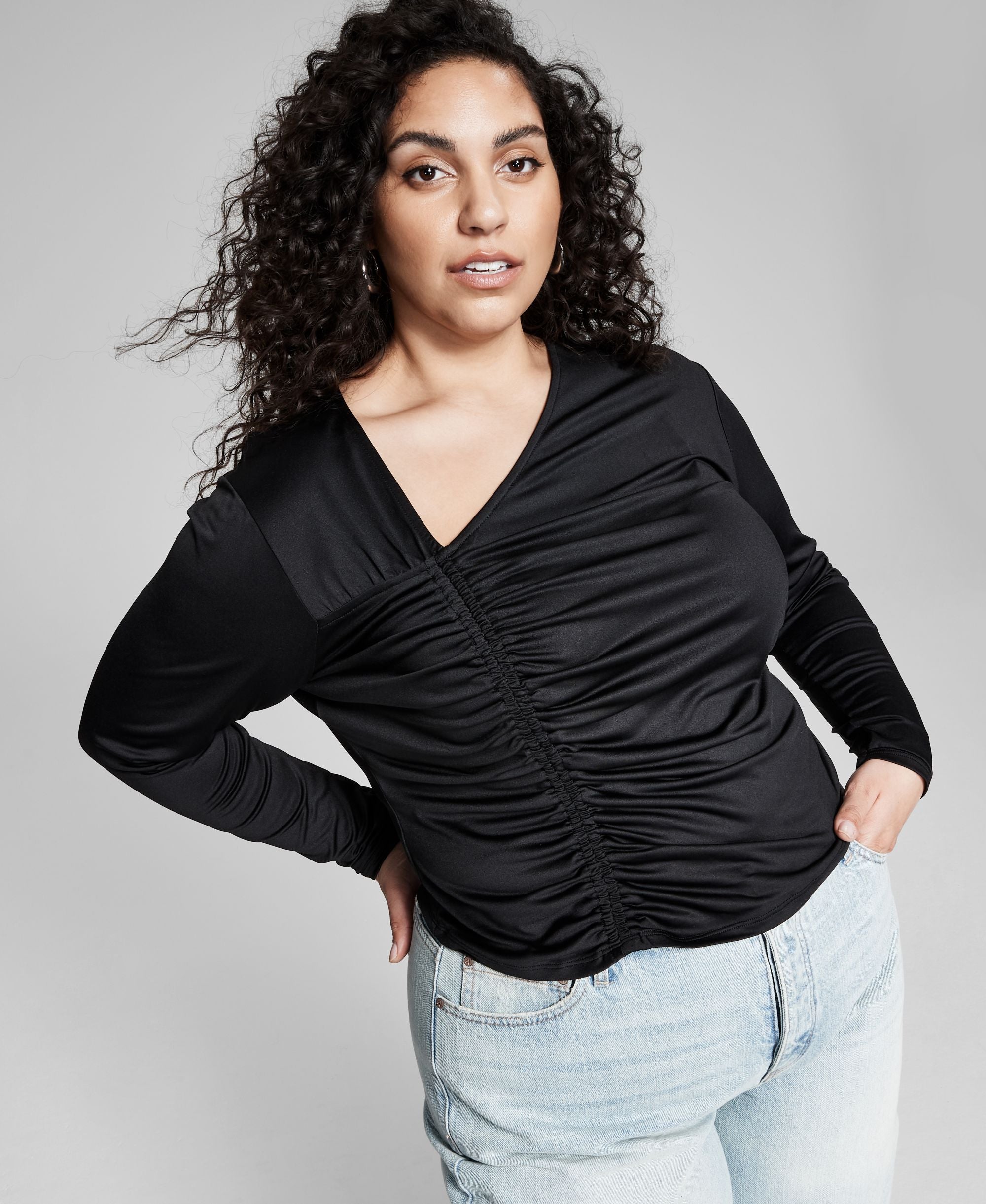 Now This Modern Plus Size Asymmetrical Ruched Premium Top