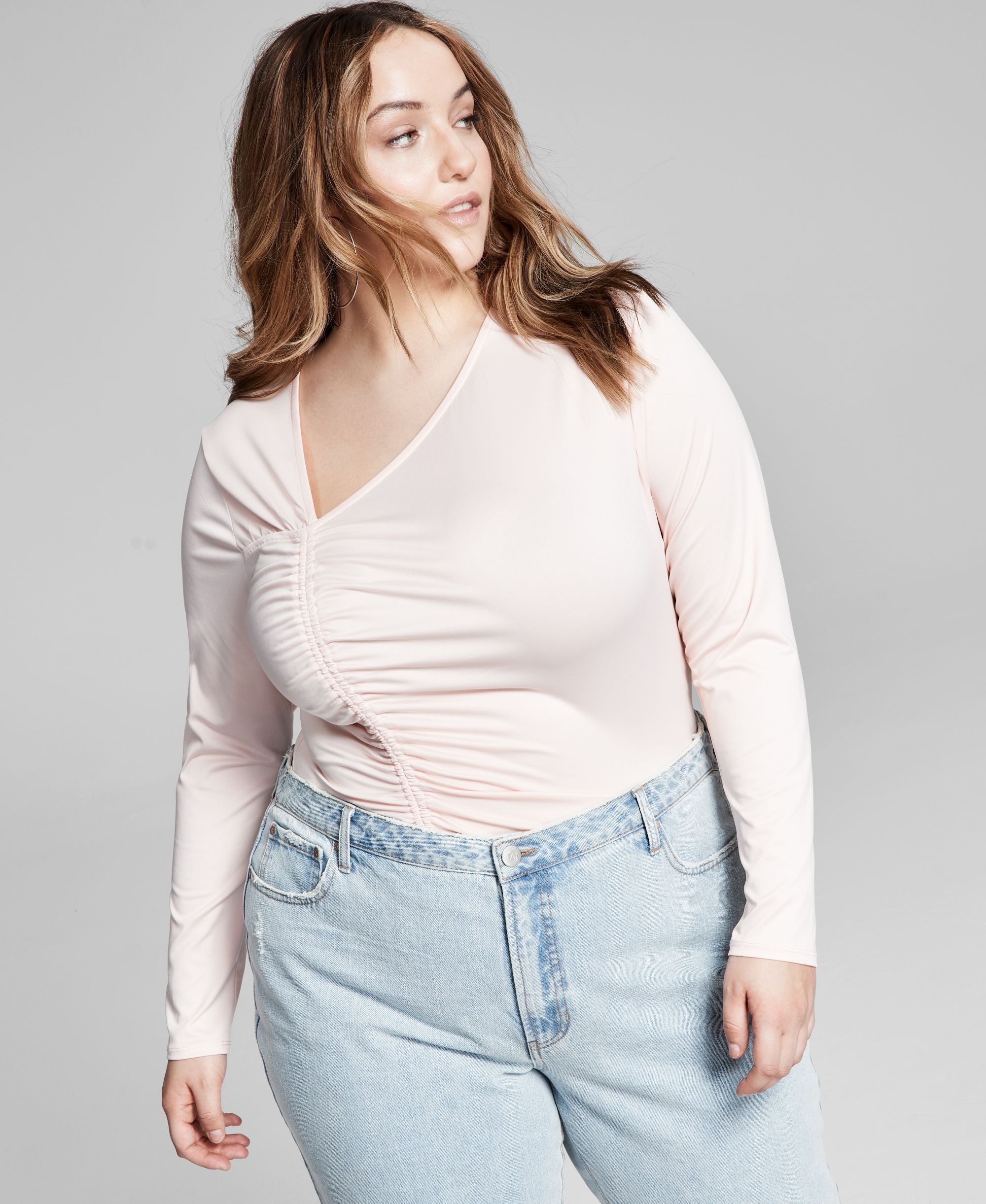 Now This Modern Plus Size Asymmetrical Ruched Premium Top