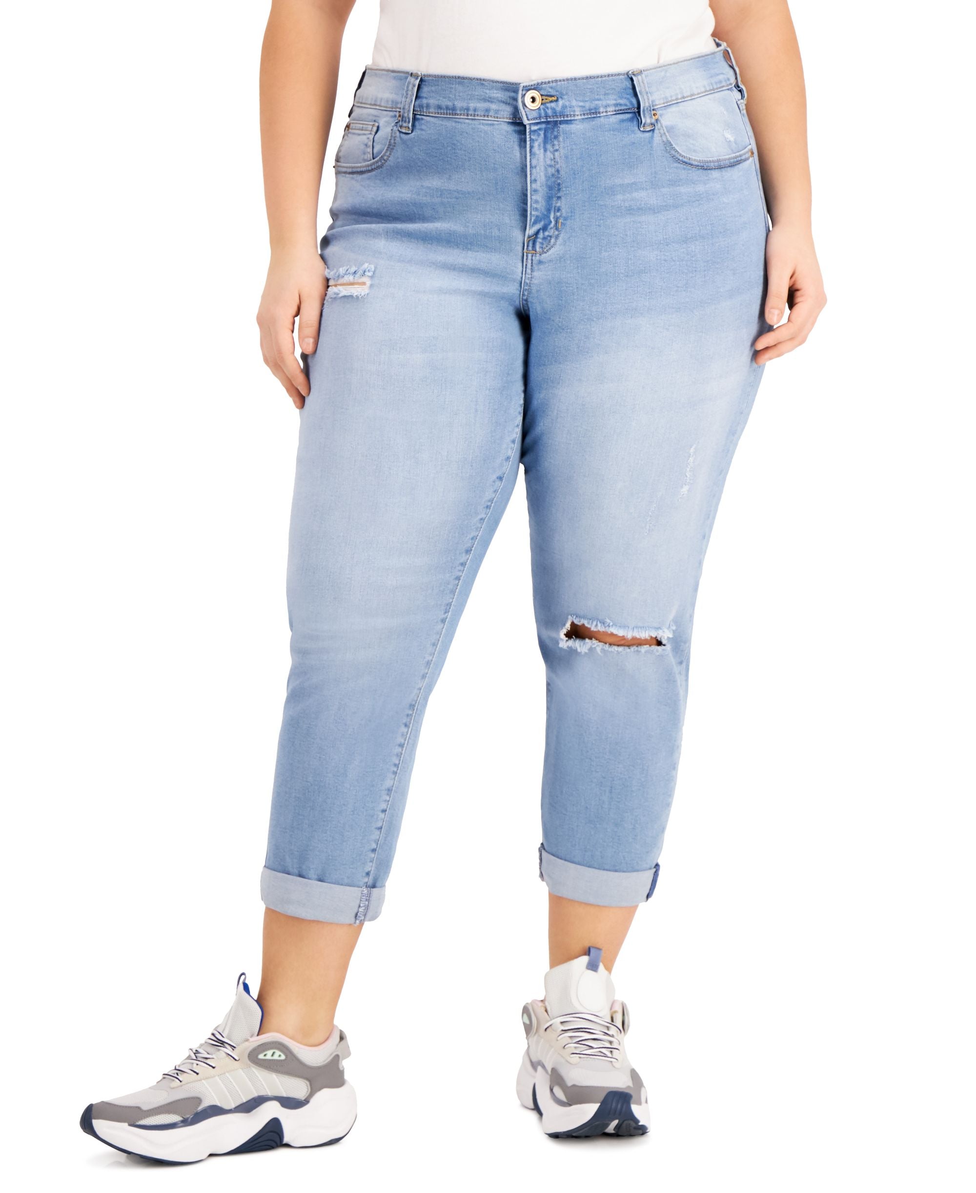 Celebrity Pink Modern Plus Size Girlfriend Ripped Cuffed Premium Jeans