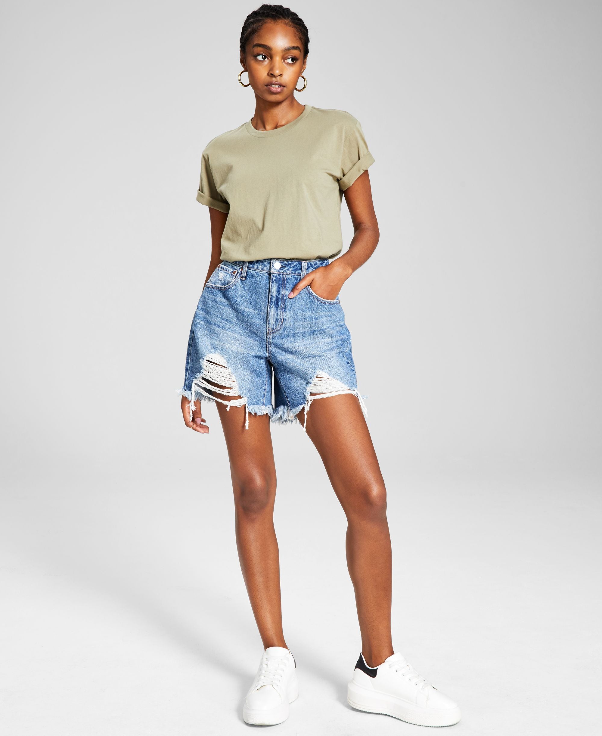 Now This Womens Cotton Denim Boyfriend Premium Shorts
