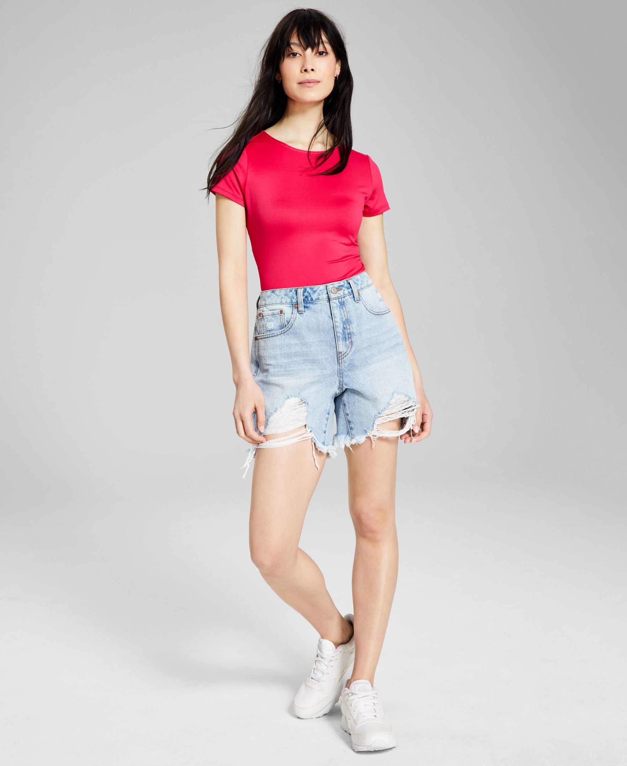 Now This Womens Cotton Denim Boyfriend Premium Shorts