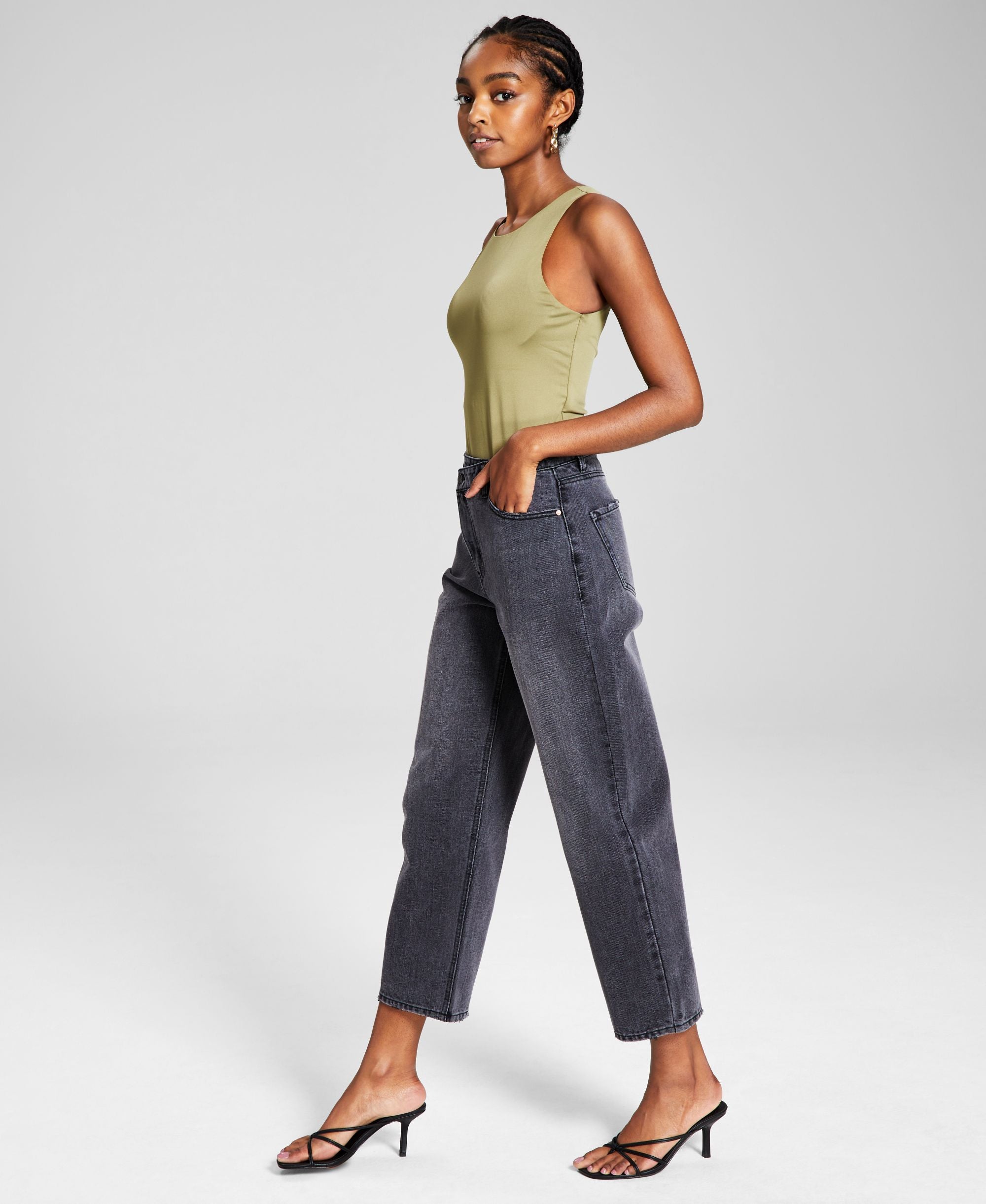 Now This Womens Cotton Crisscross Cropped Premium Jeans