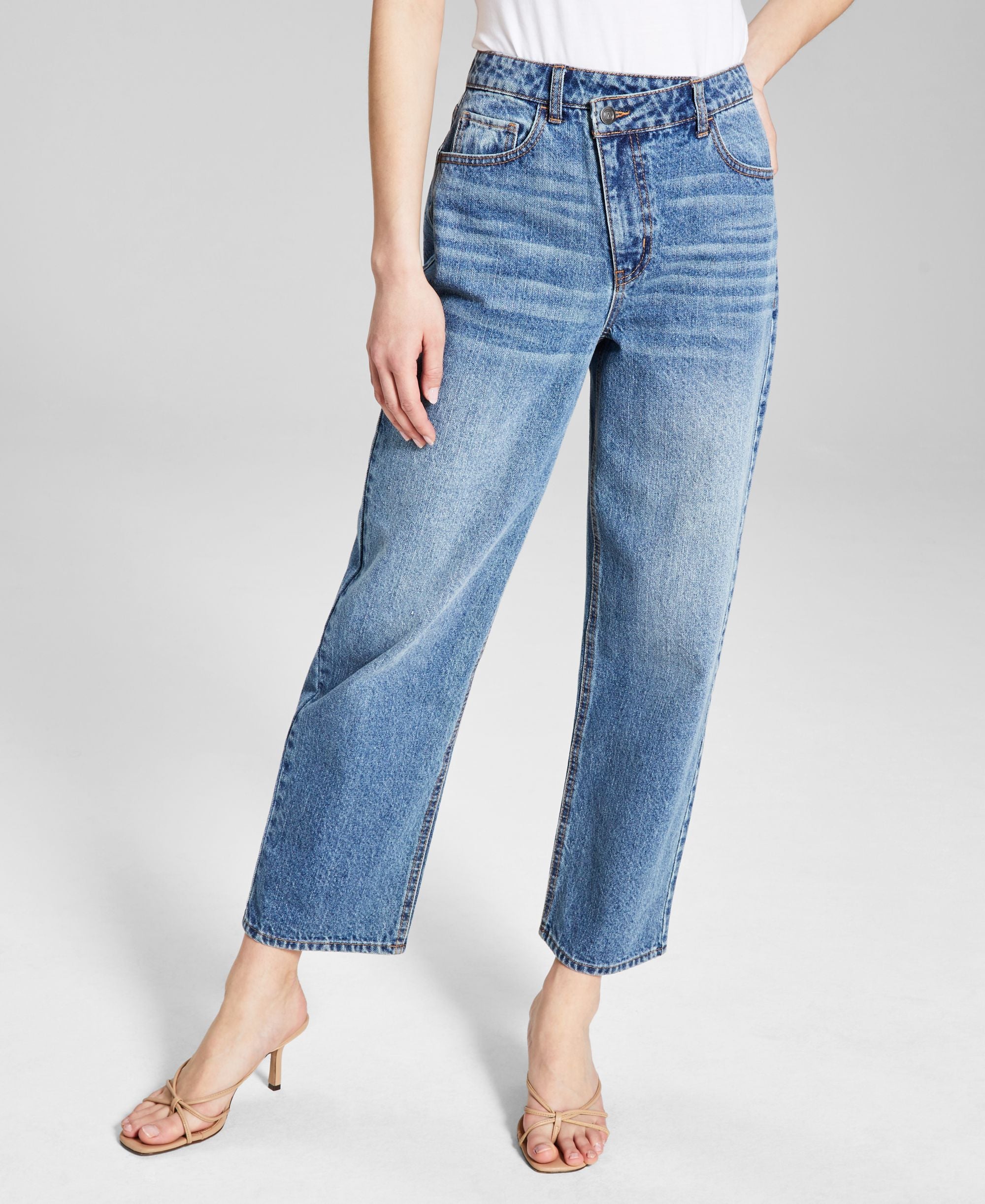 Now This Womens Cotton Crisscross Cropped Premium Jeans