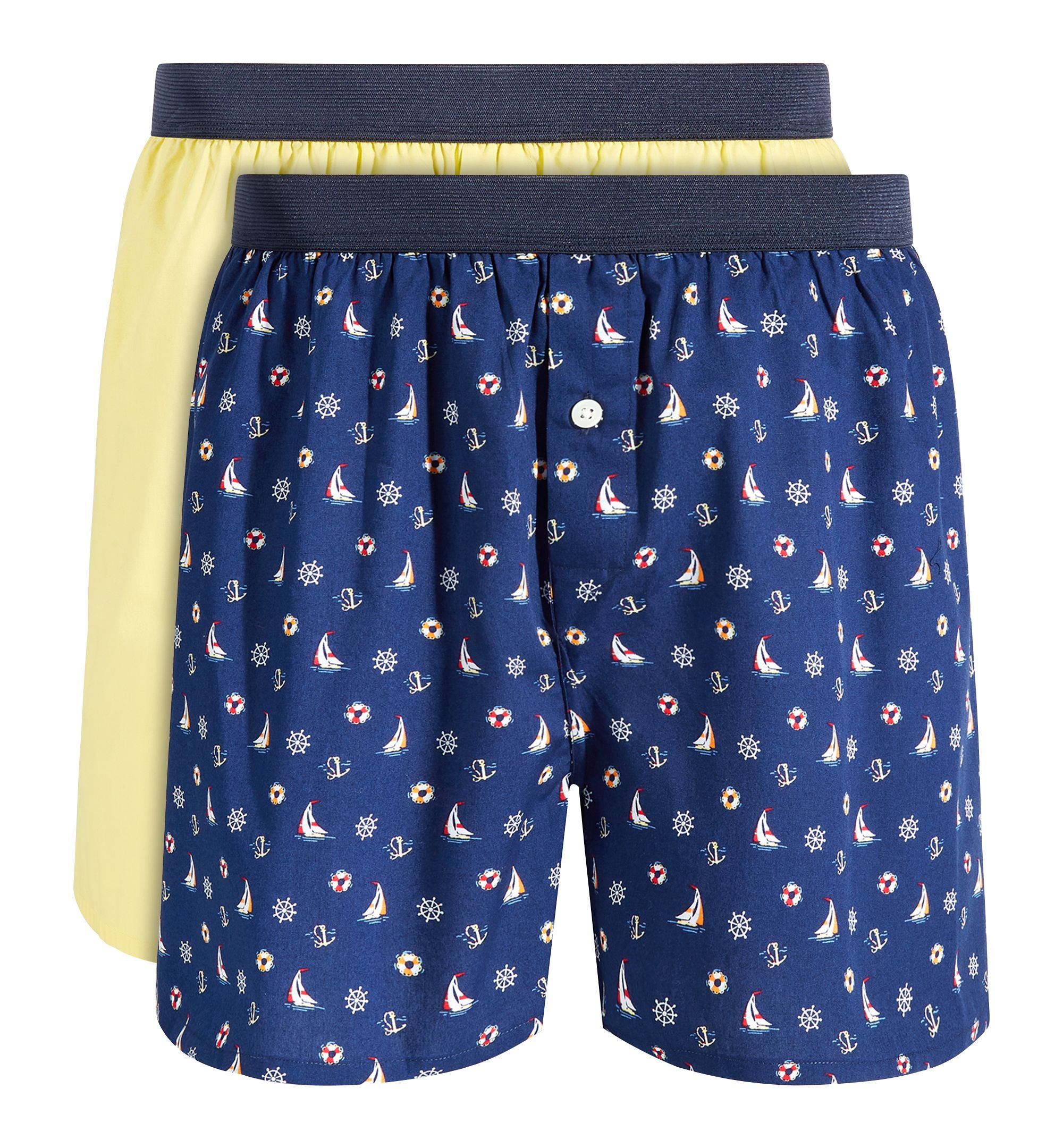 Men's 2-Pk. Sailboat & Solid Boxer Premium Shorts