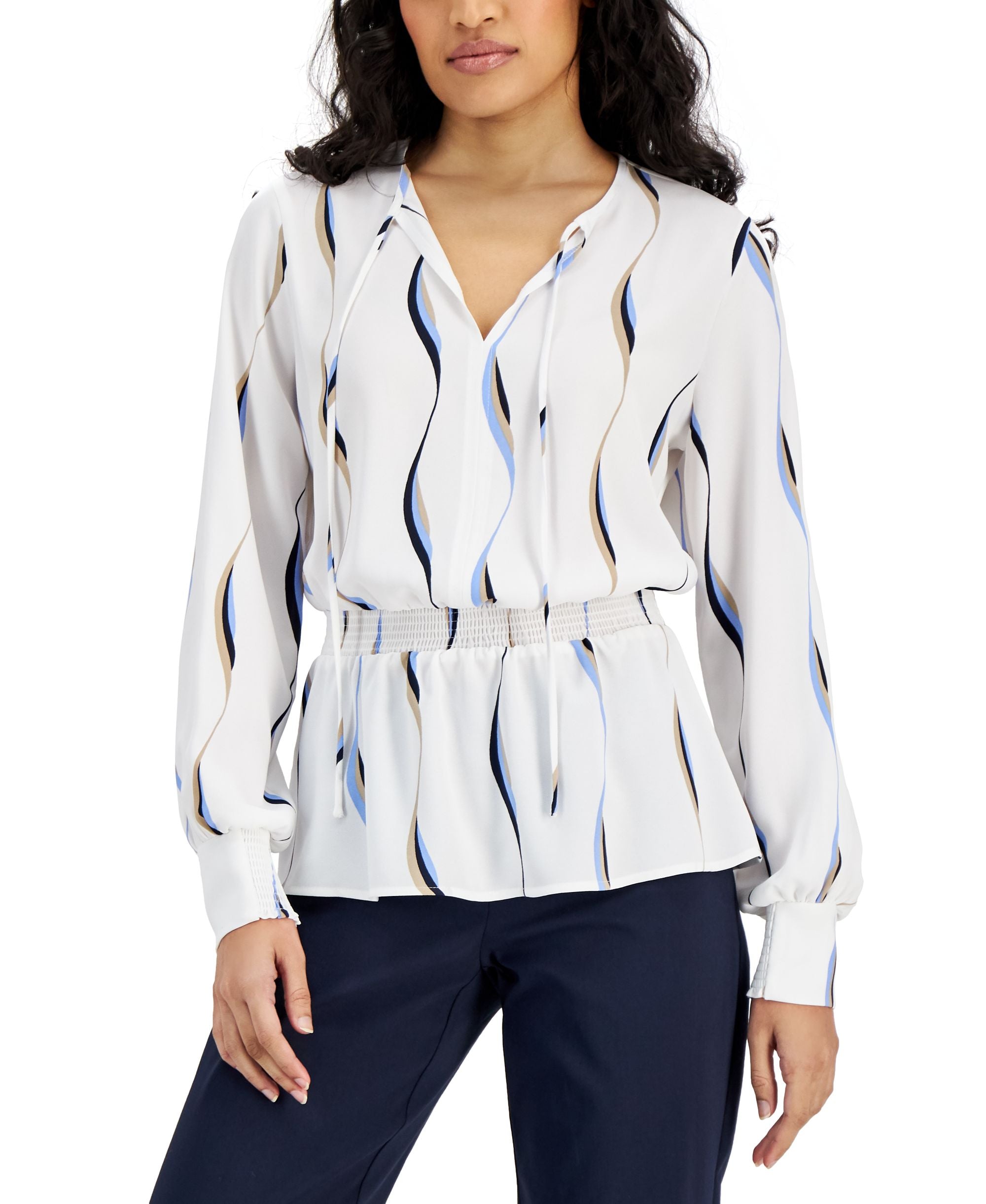 Alfani Smocked Peplum Premium Top