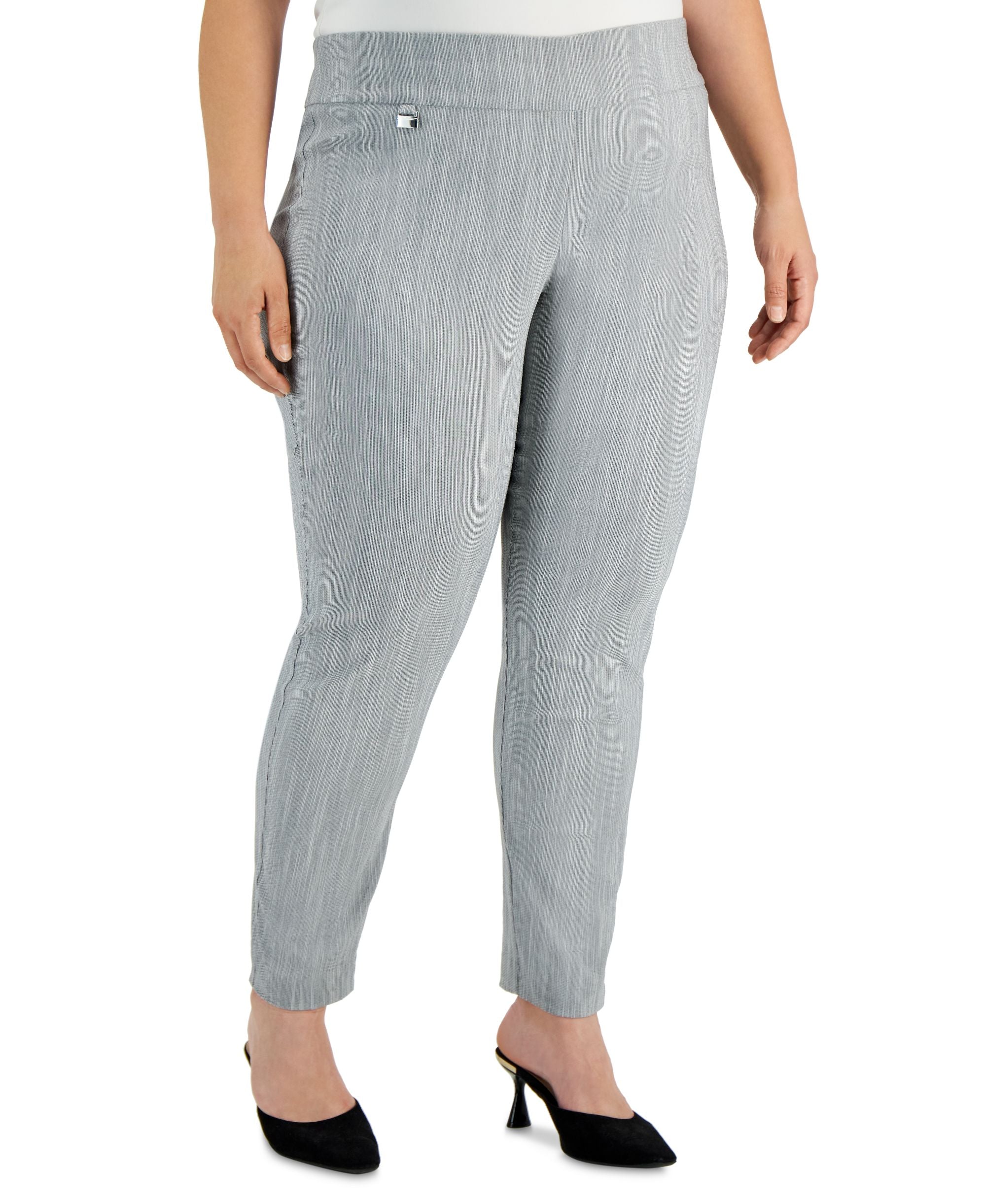 Alfani Plus Size Jacquard Comfort-Waist Signature Pants