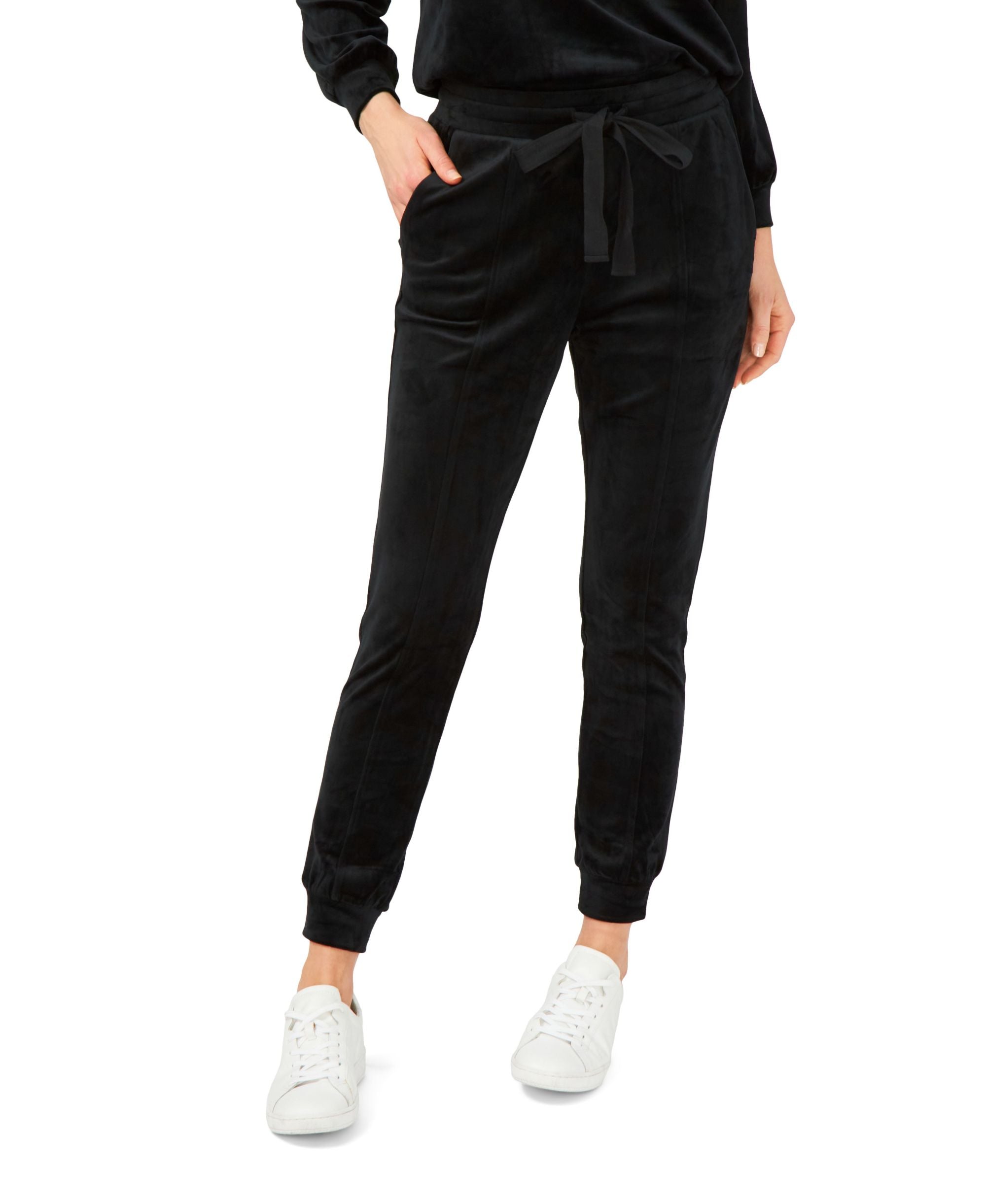 Women's Cozy Tie-Waist Velour Comfort-Waist Signature Pants