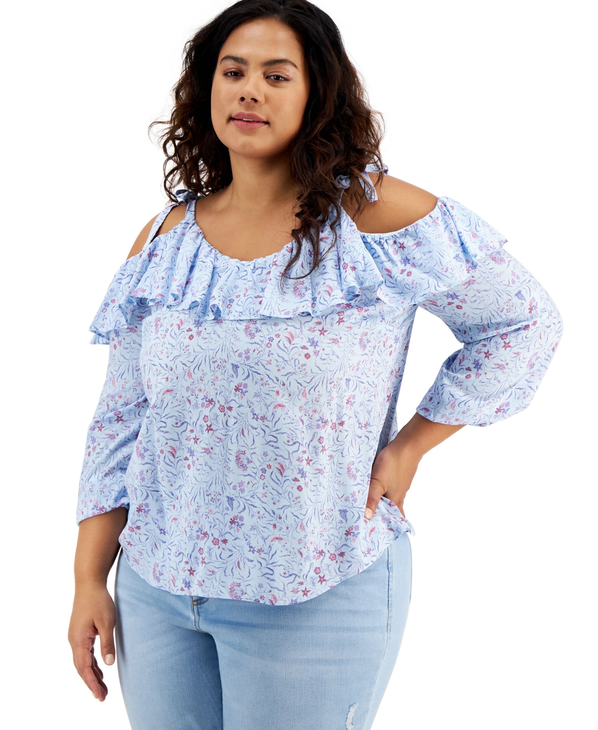 INC International Concepts Plus Size Cold Shoulder Premium Top