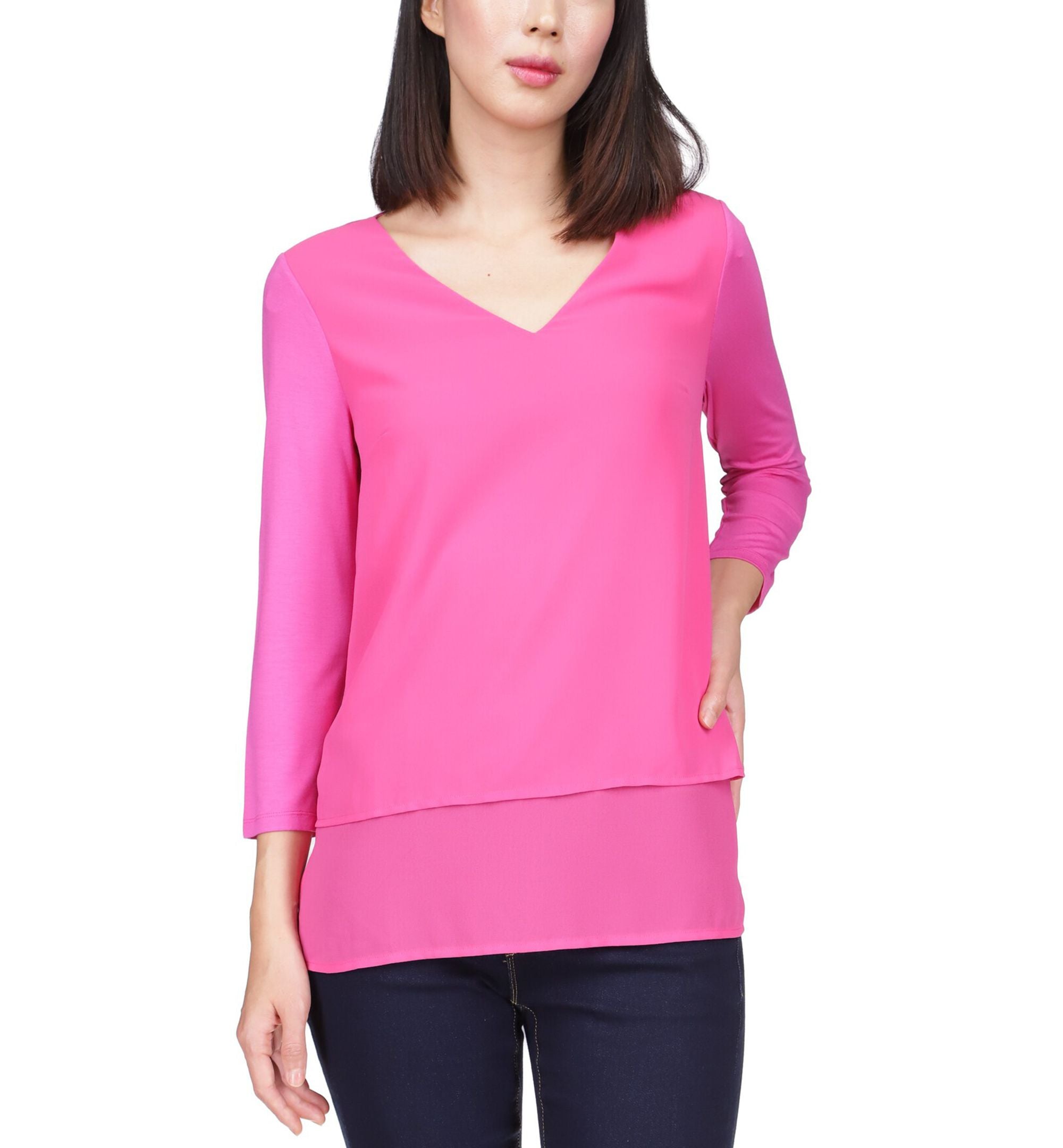 Michael Michael Kors Womens 3/4 Sleeve V Neck Tunic Premium Top