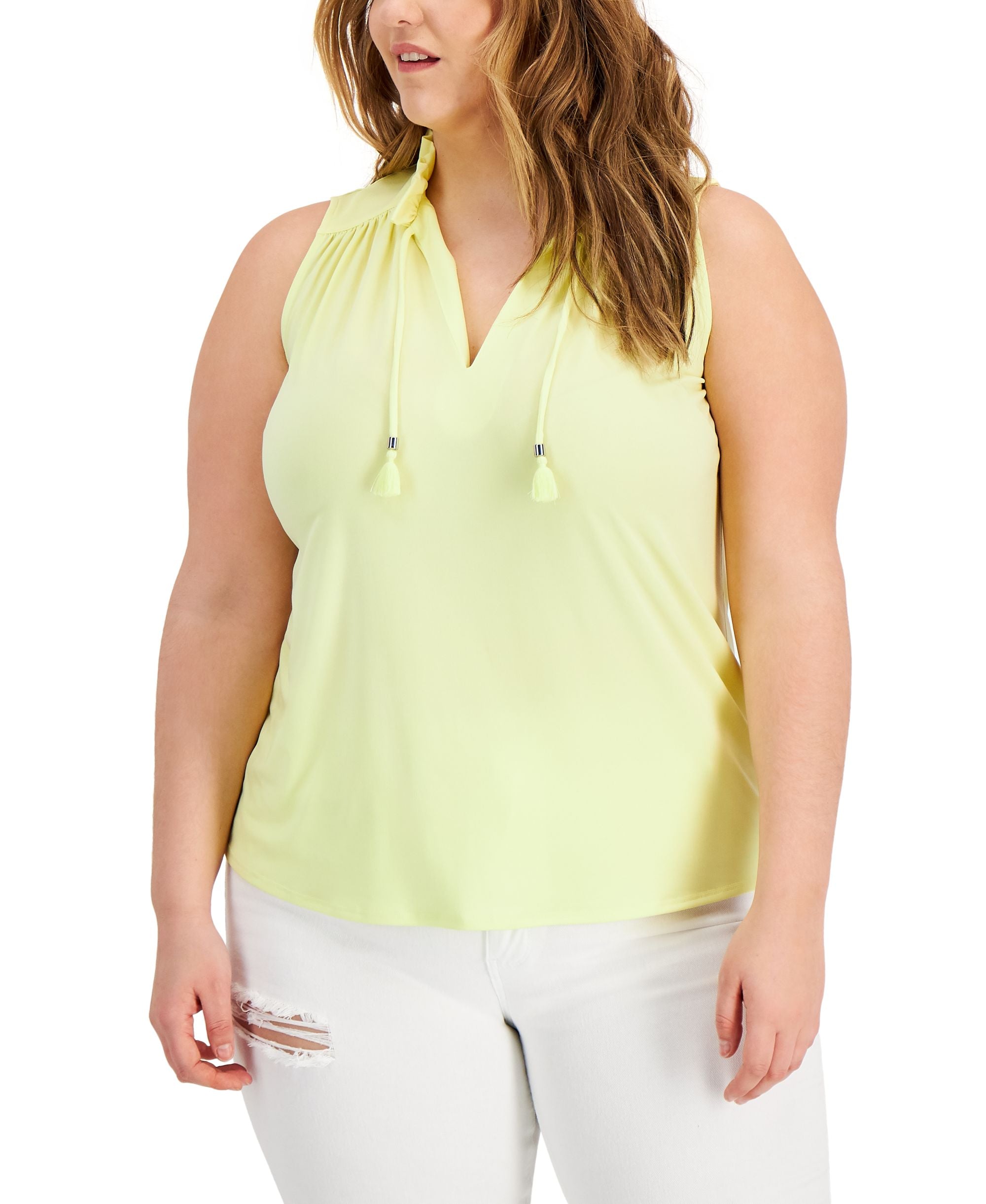 INC International Concepts Plus Size Tassel Tie Premium Top