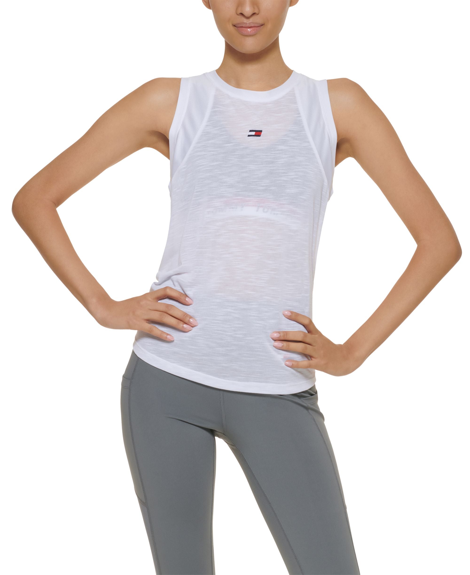 Tommy Hilfiger Sport Mesh Panel Tie Back Premium Top