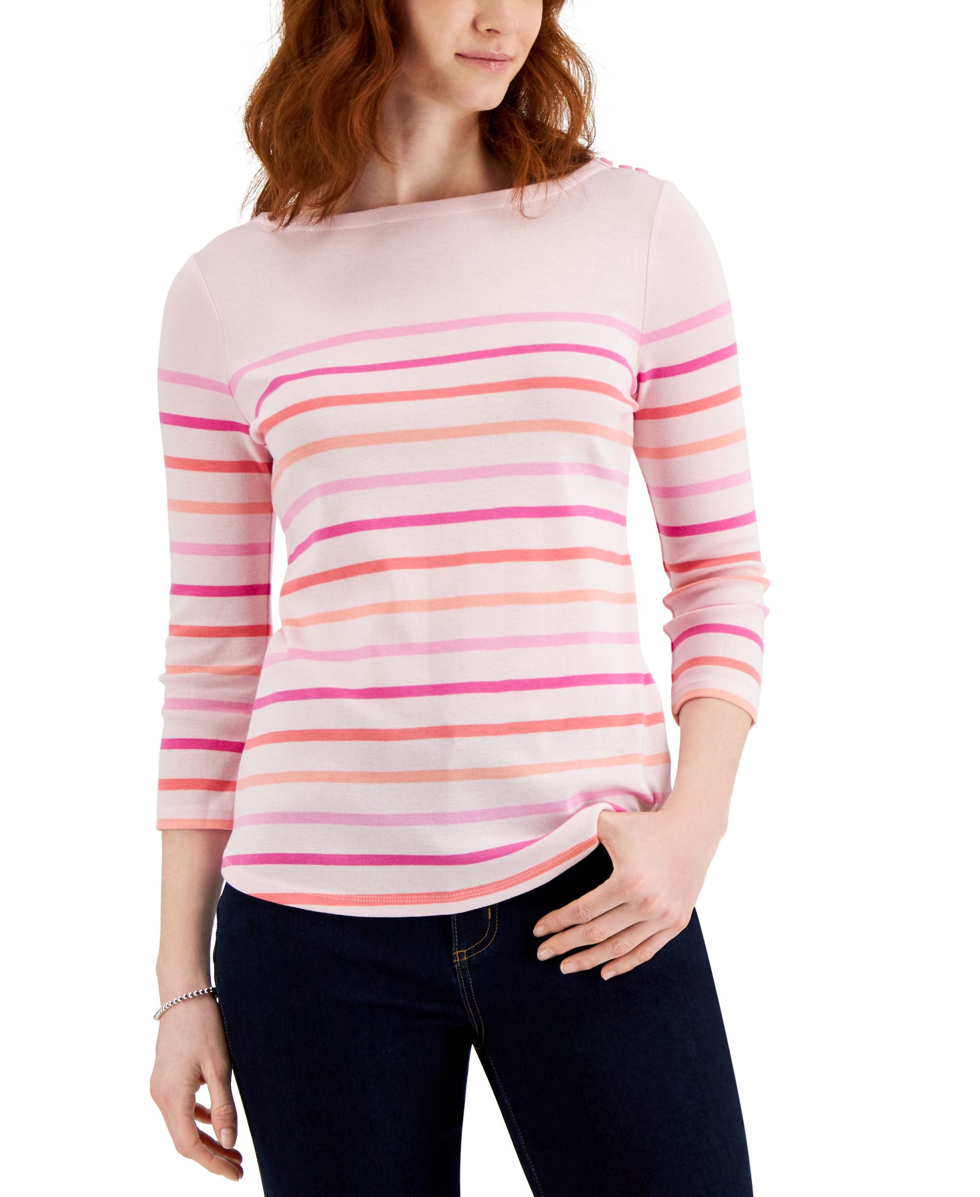 Charter Club Cotton Dot Print Premium Top