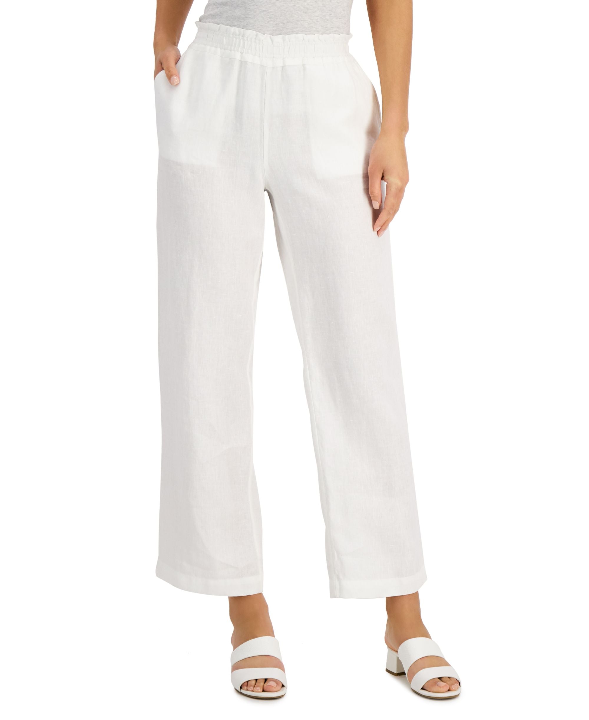 Charter Club Linen-Blend Comfort-Waist Signature Pants