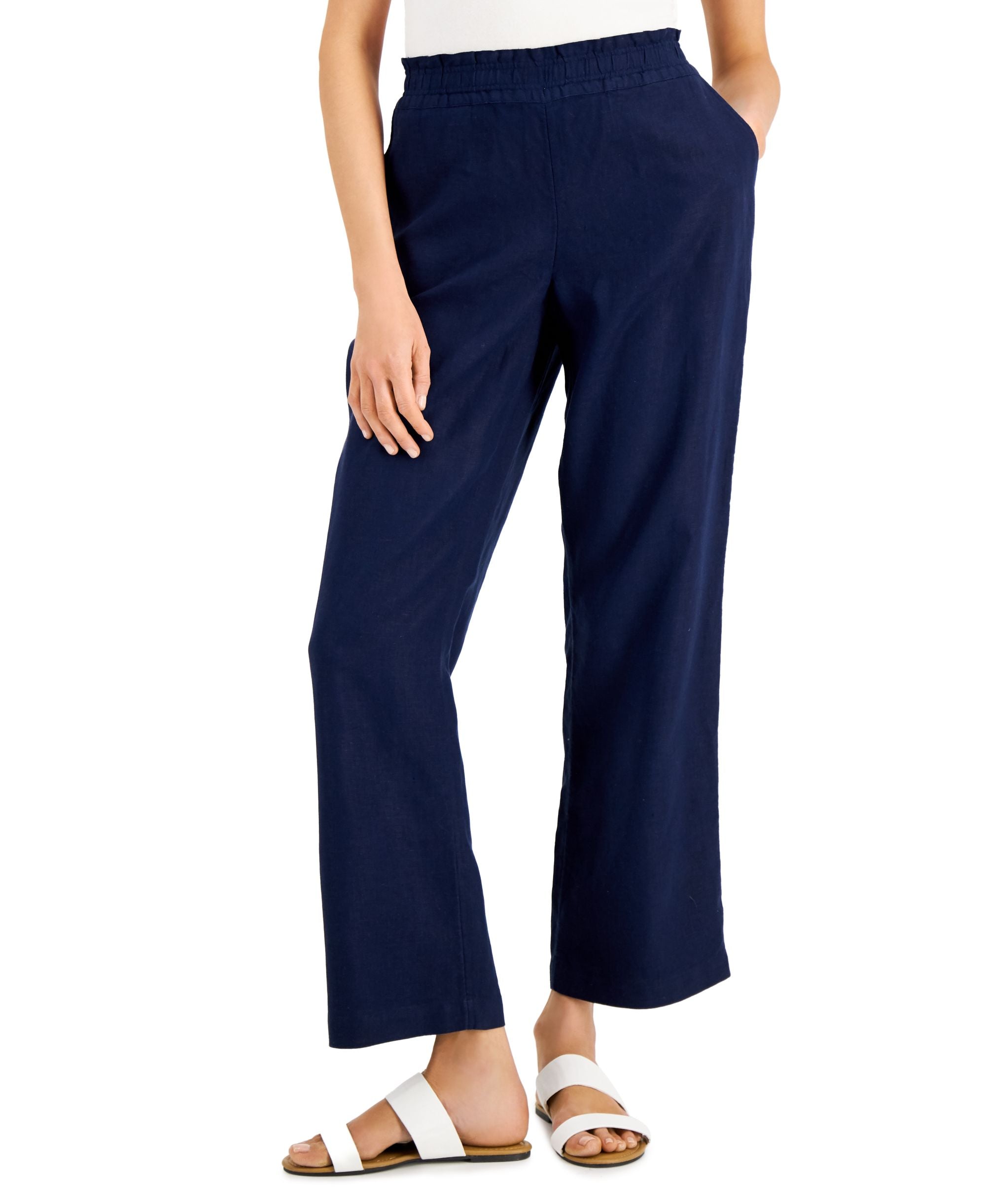 Charter Club Linen-Blend Pull-On Signature Pants