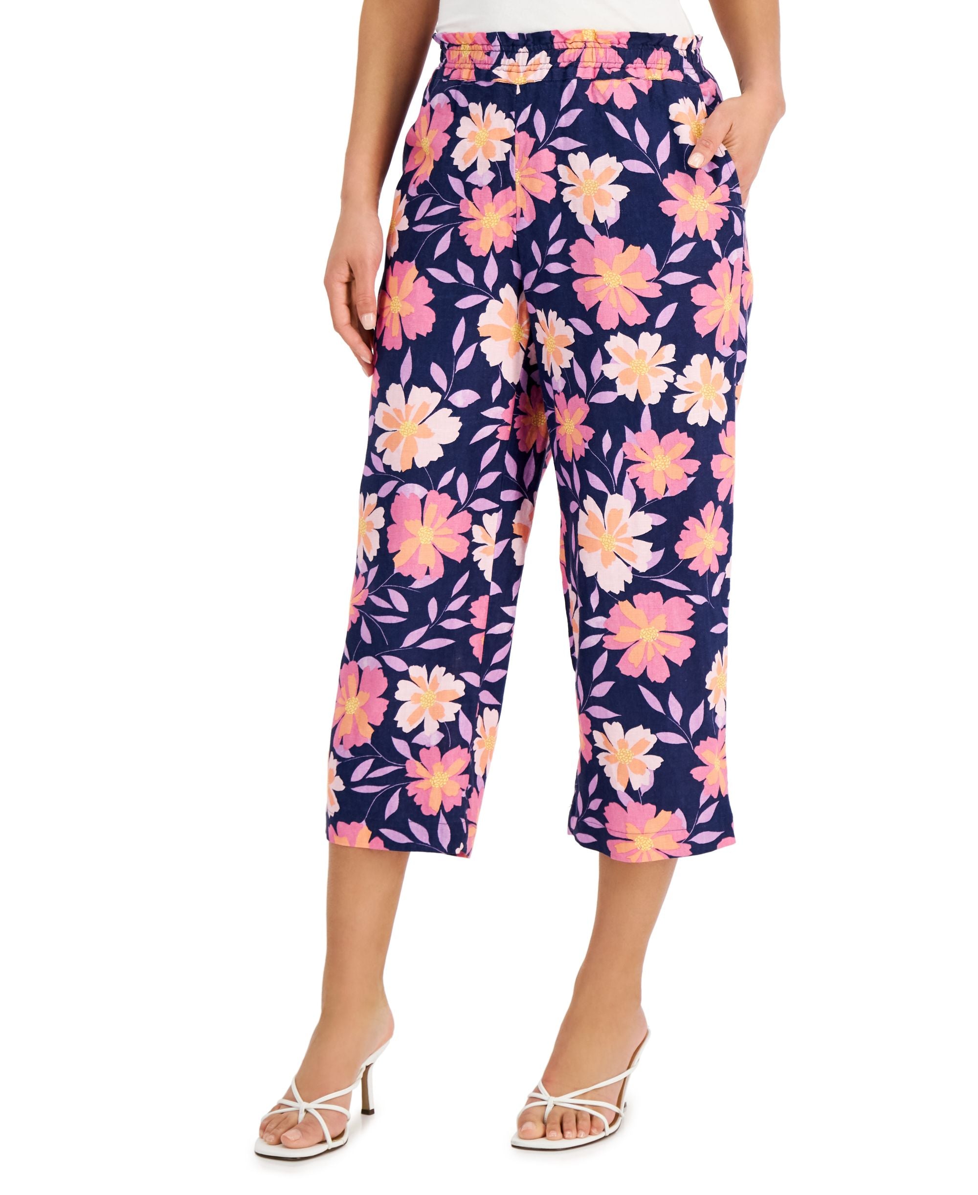 Charter Club Petite Linen-Blend Cropped Signature Pants