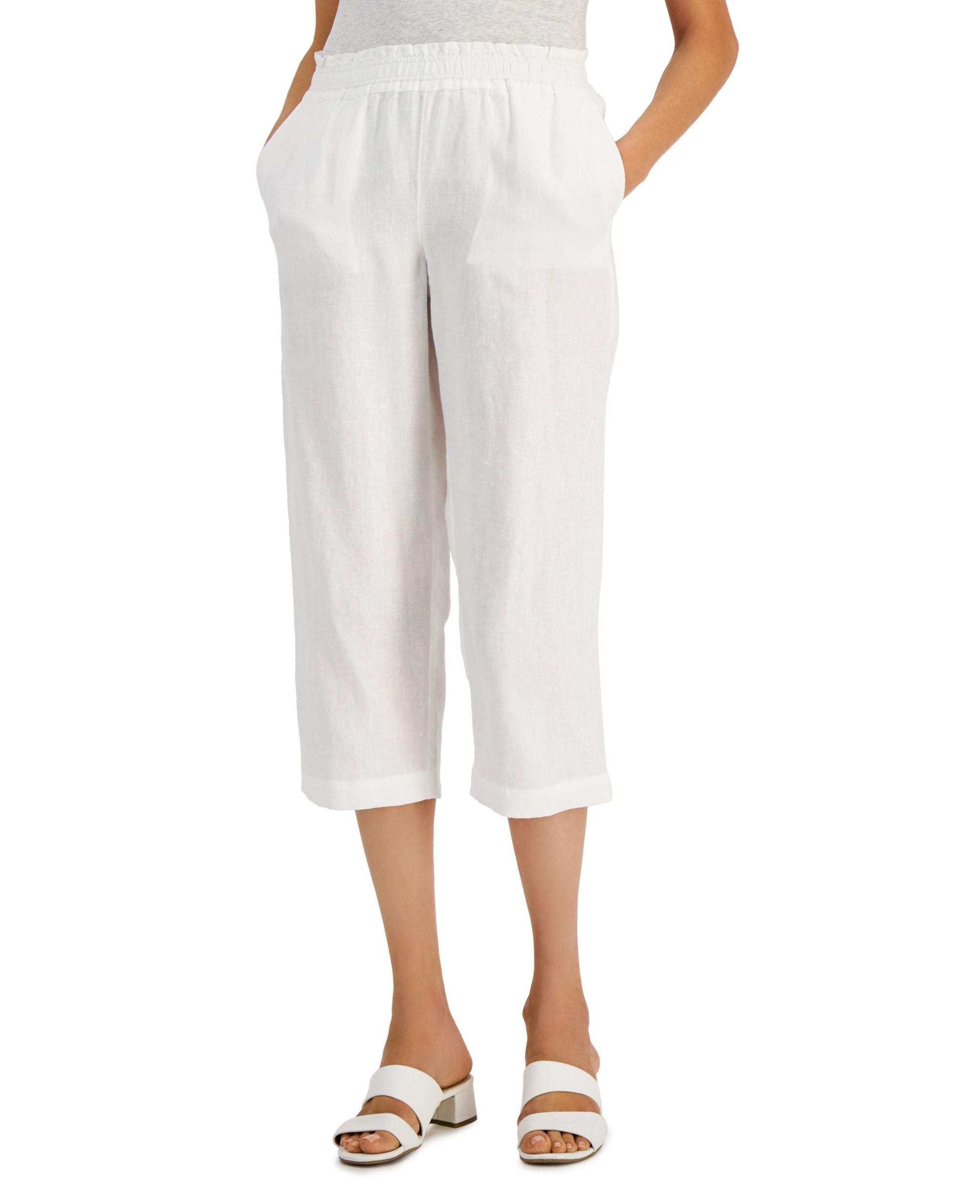 Charter Club Petite Linen-Blend Cropped Signature Pants