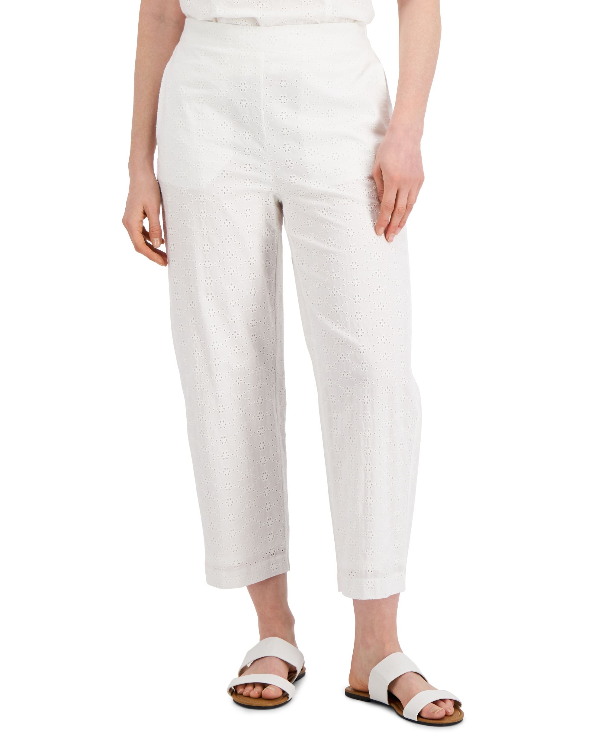 Charter Club Cropped Pointelle Comfort-Waist Signature Pants