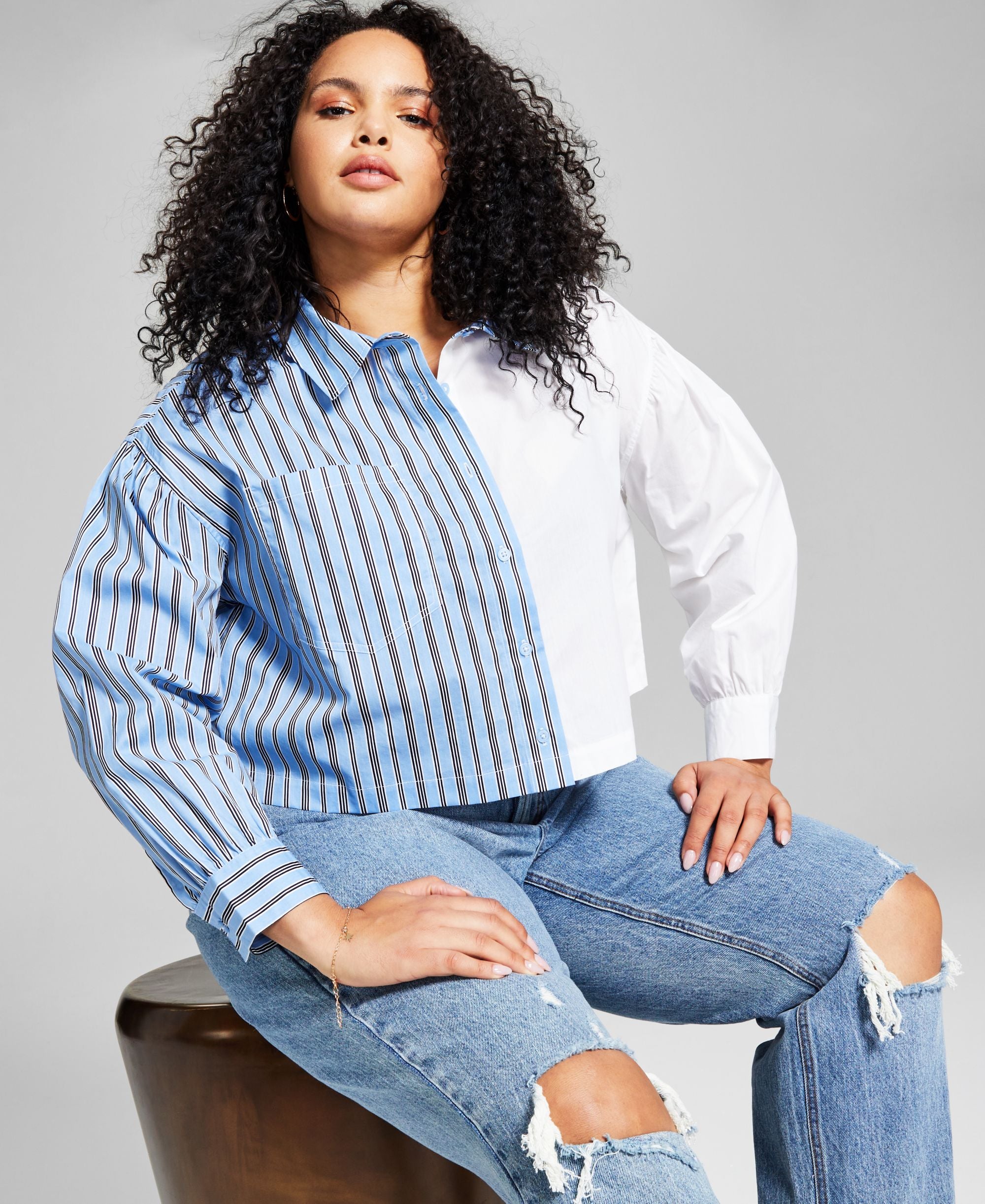 Now This Modern Plus Size Two Toned Cotton Premium Top